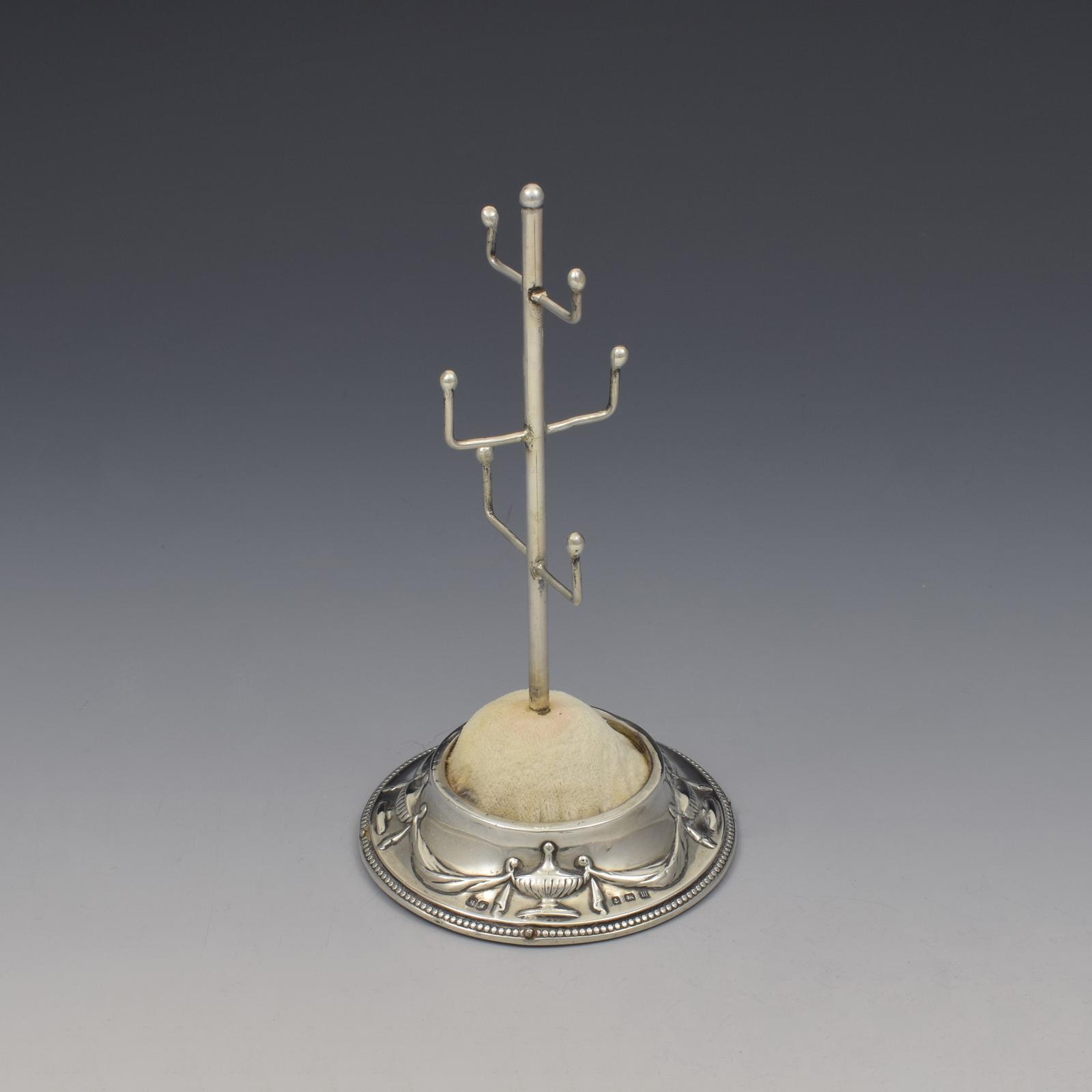 George V Silver Neoclassical Ring / Jewellery Tree & Hat Pin / Earring Stand 1911 (1 of 10)