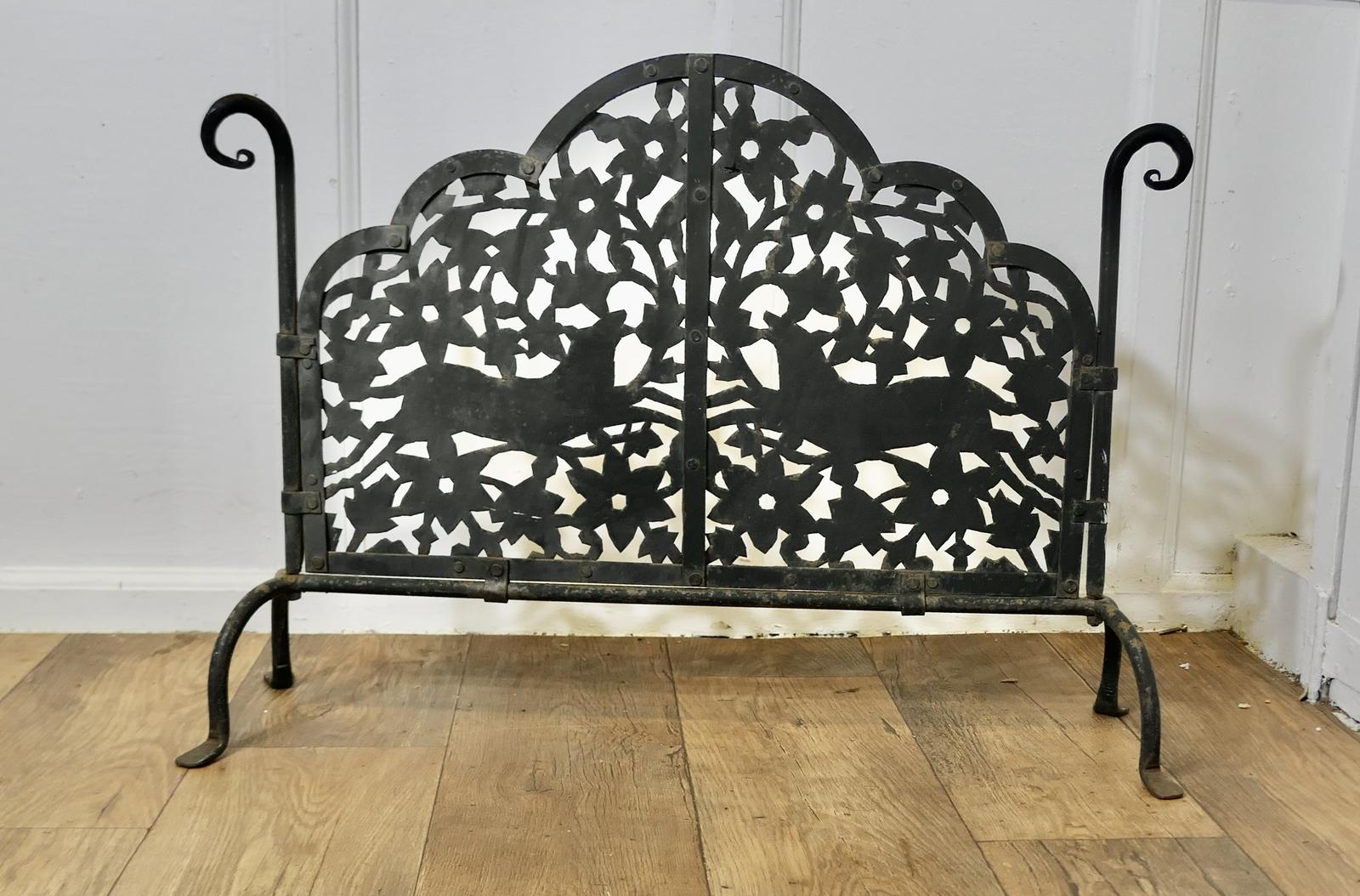Very Old Gothic Blacksmith Forged Iron Fire Screen (1 of 6) Very Old Gothic Blacksmith Forged Iron Fire Screen (1 of 6)