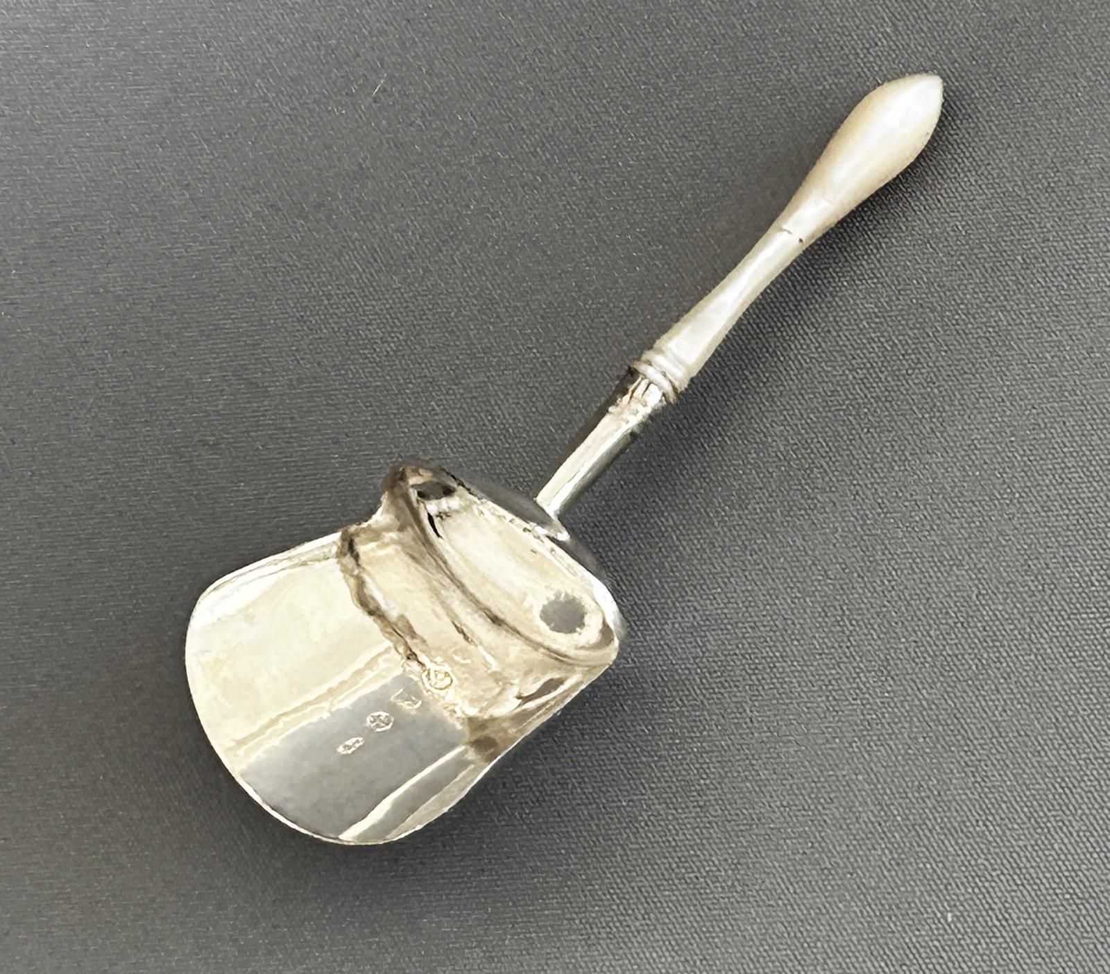 Superb Georgian Silver & Mother of Pearl Caddy Shovel (1 of 5)