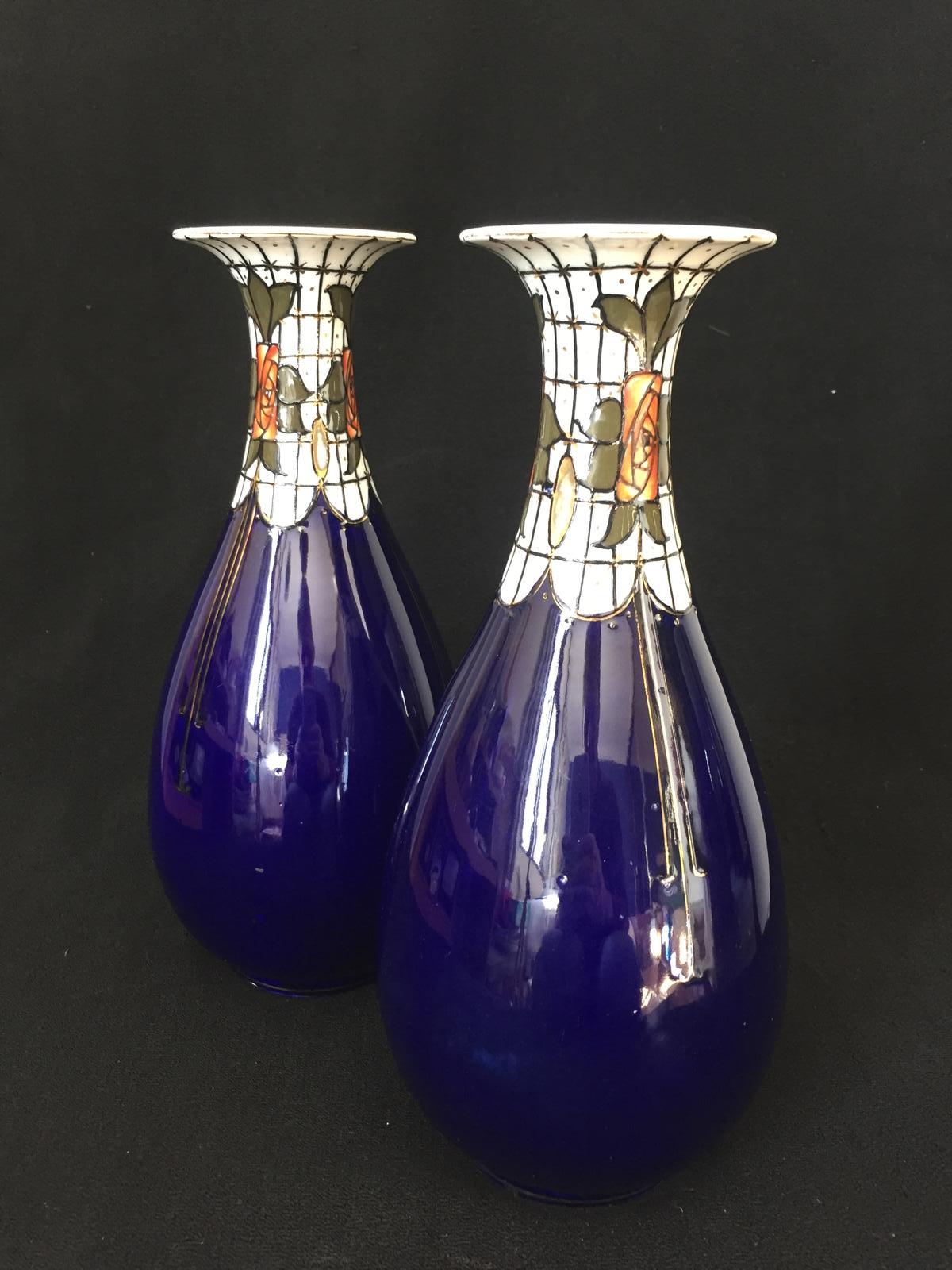 Pair of Wood & Son's Trellis Pattern Secessionist Vases (1 of 7)