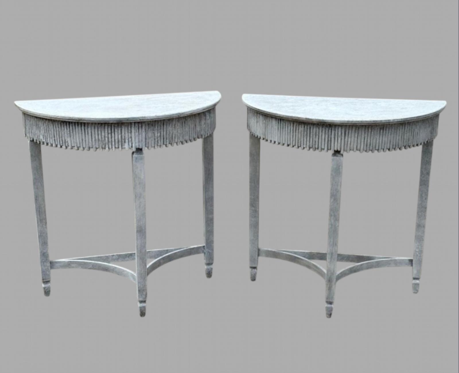 A Pair of Painted D End Console Tables (1 of 6)