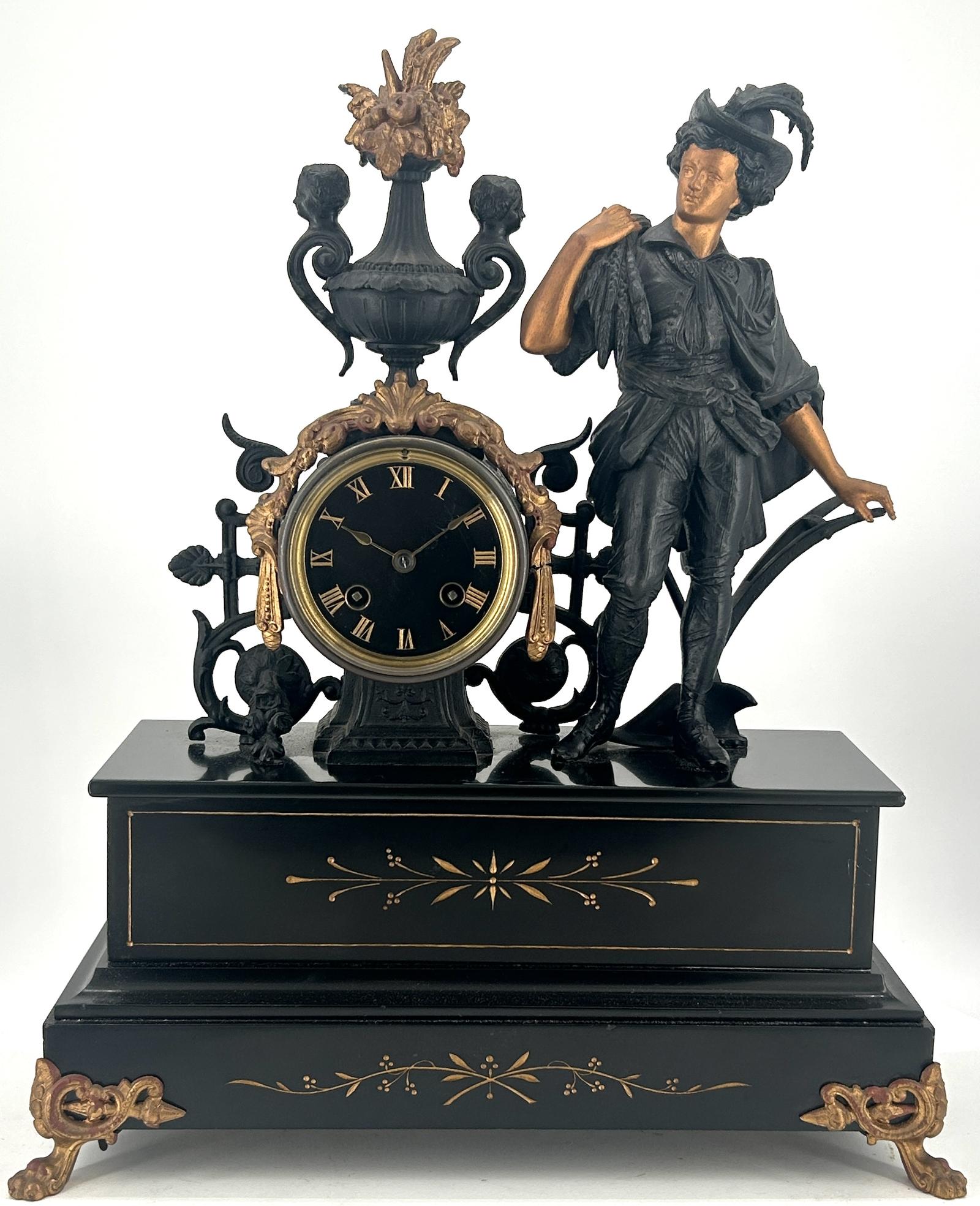 Stunning French Figural Slate & Spelter Mantel Clock ca.1890 (1 of 13) Stunning French Figural Slate & Spelter Mantel Clock ca.1890 (1 of 13)