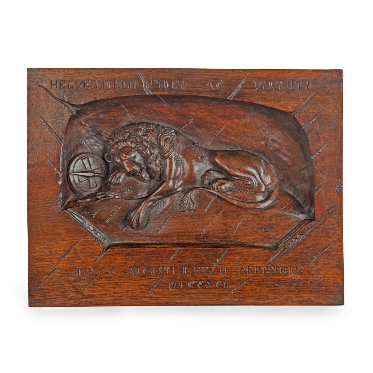 Black Forest Walnut Plaque of the “Lion of Lucerne” (1 of 5)