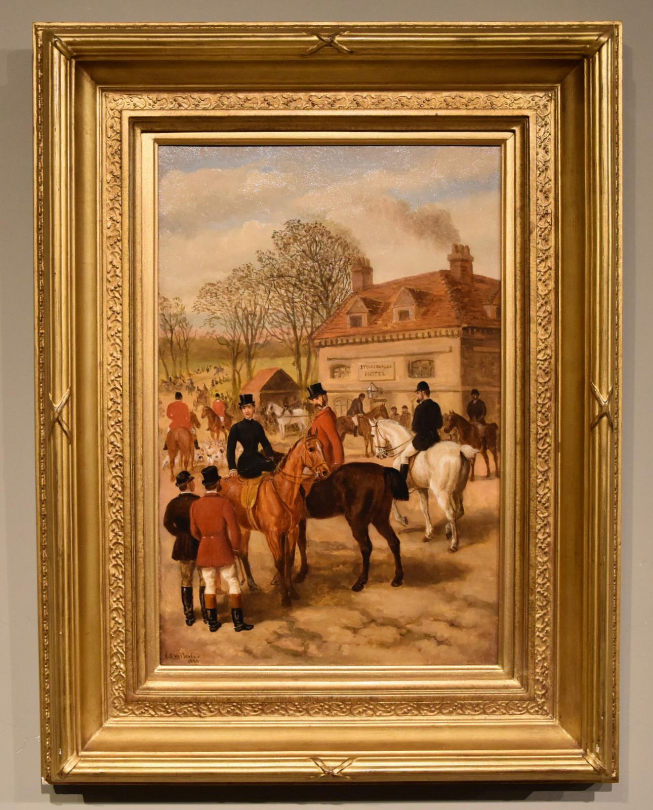 Oil Painting by Edward Benjamin Herberte "The Meet at Stonebridge" (1 of 6) Oil Painting by Edward Benjamin Herberte "The Meet at Stonebridge" (1 of 6)