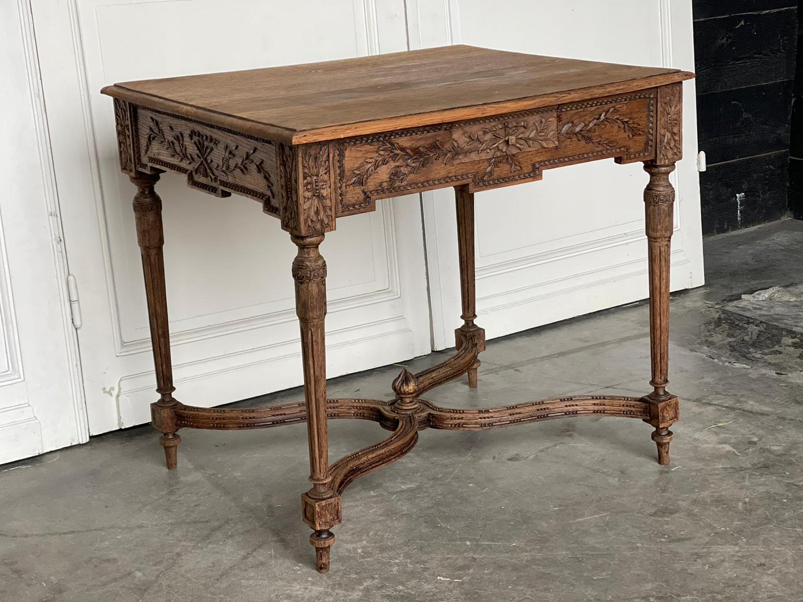 Pretty French Oak Side Table (1 of 1)