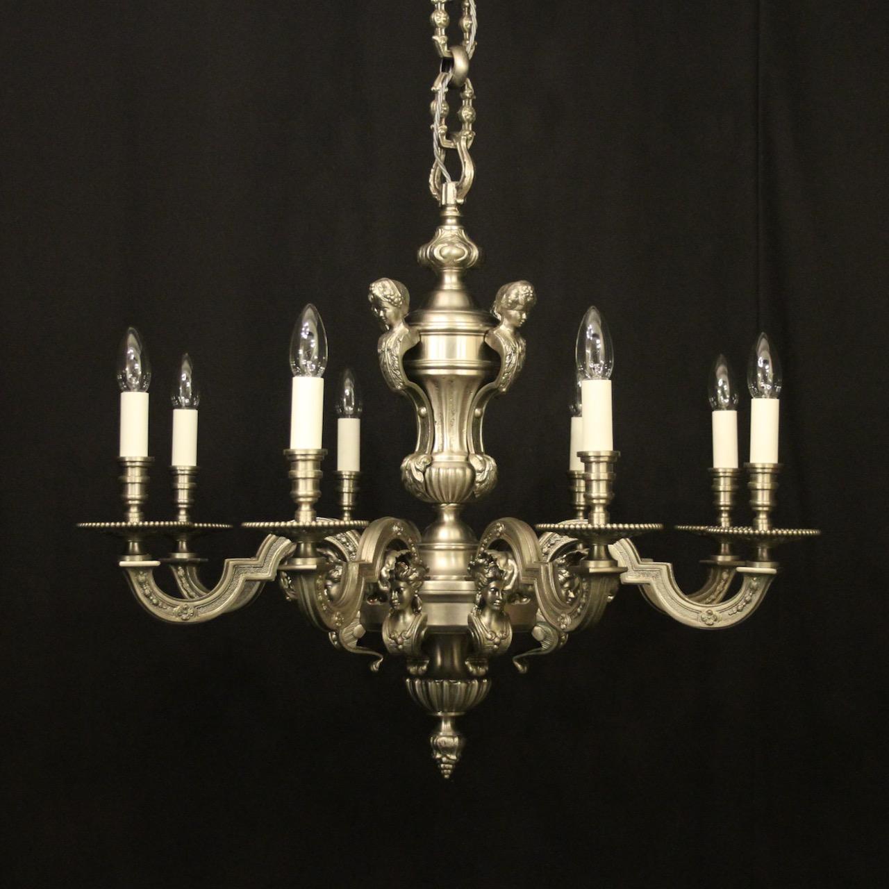French Silver Bronze 8 Light Antique Chandelier (1 of 10)