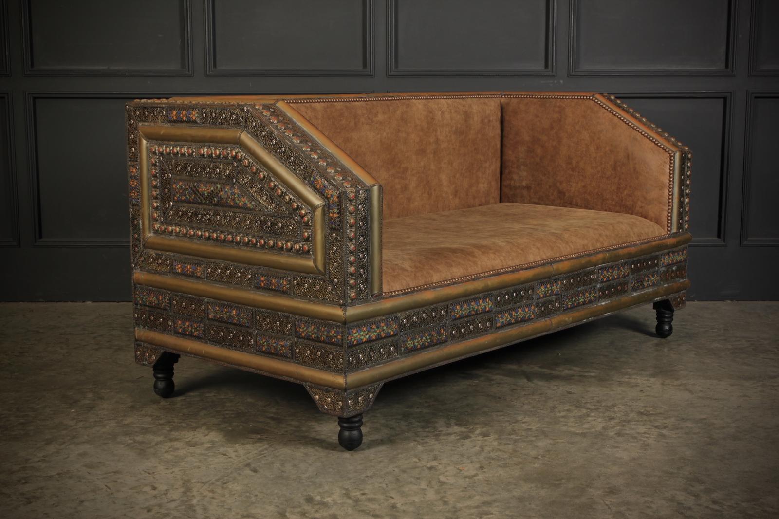 Moroccan Embossed Metal & Leather Sofa (1 of 13) Moroccan Embossed Metal & Leather Sofa (1 of 13)