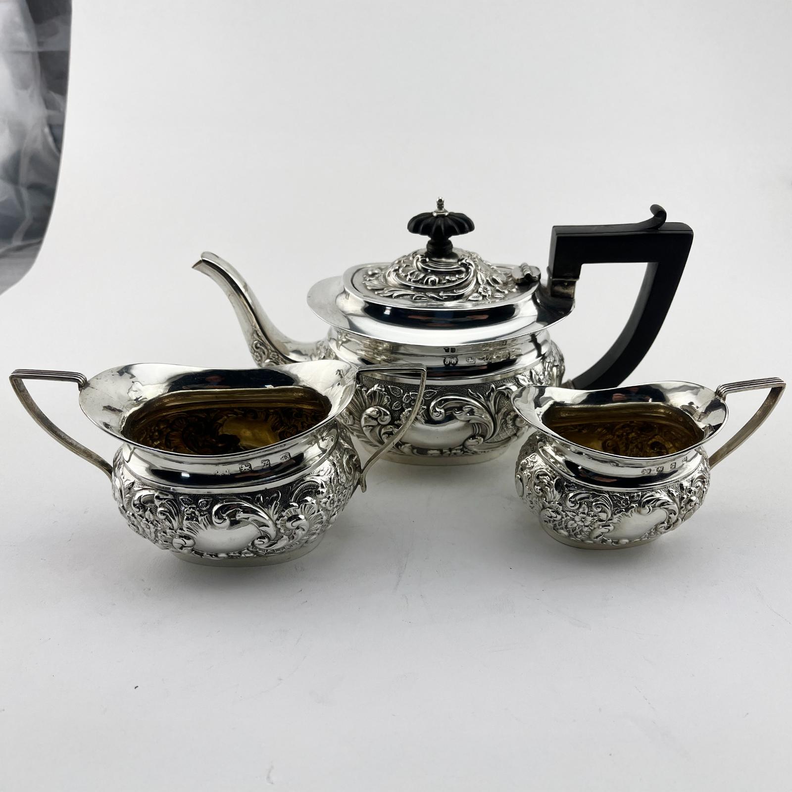 Sterling Silver Late Victorian Three Piece Bachelor Tea Set (1 of 10) Sterling Silver Late Victorian Three Piece Bachelor Tea Set (1 of 10)