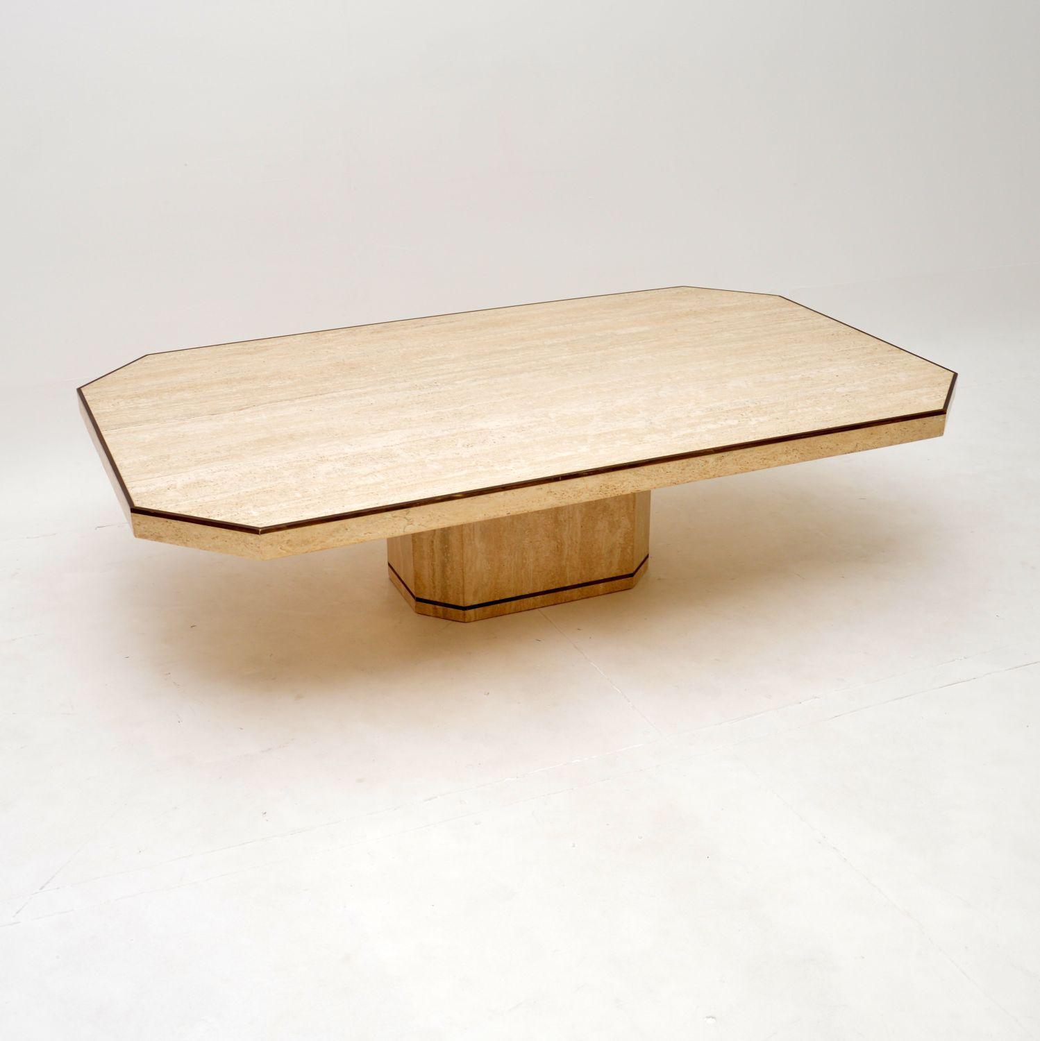 Vintage Italian Travertine & Brass Coffee Table (1 of 9) Vintage Italian Travertine & Brass Coffee Table (1 of 9)