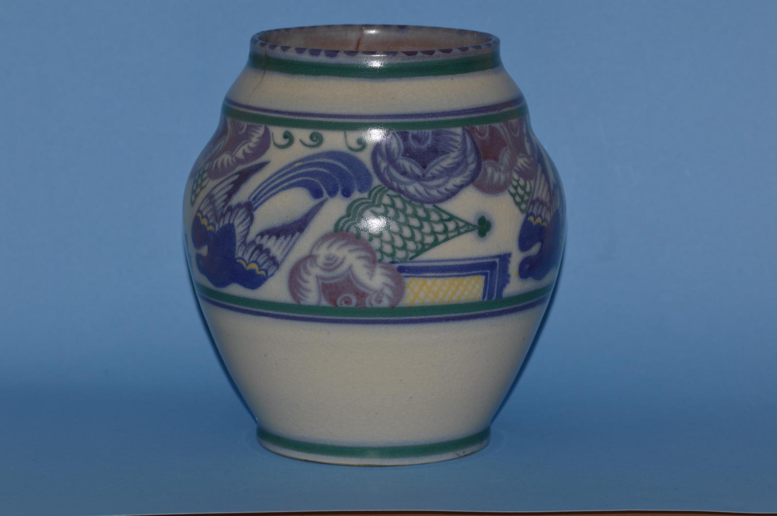 1920s Carter, Stabler & Adams Vase Bluebird Trellis (1 of 7)