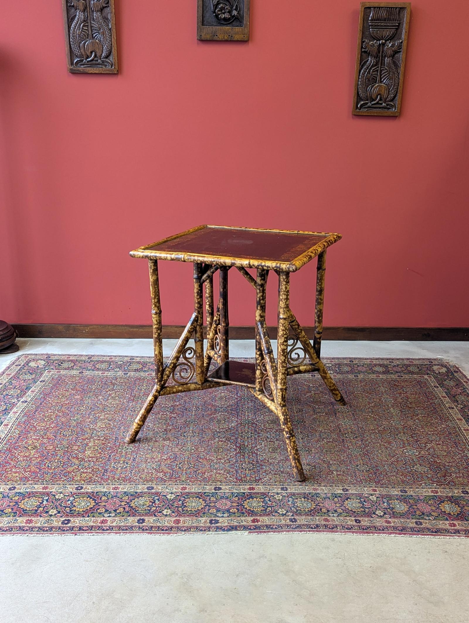Antique Victorian Original Black Lacquer Painted Bamboo Occasional Table (1 of 10)