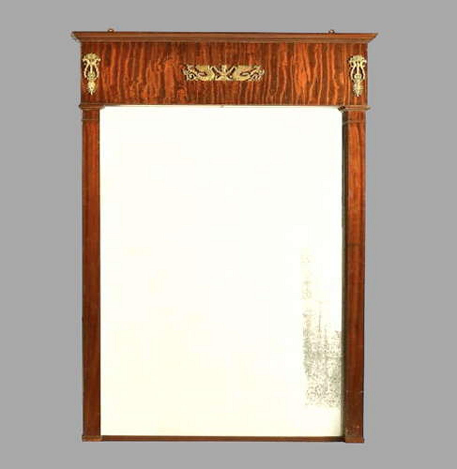 Large Imposing Mahogany & Gilt Metal Wall Mirror in Empire Taste (1 of 3) Large Imposing Mahogany & Gilt Metal Wall Mirror in Empire Taste (1 of 3)