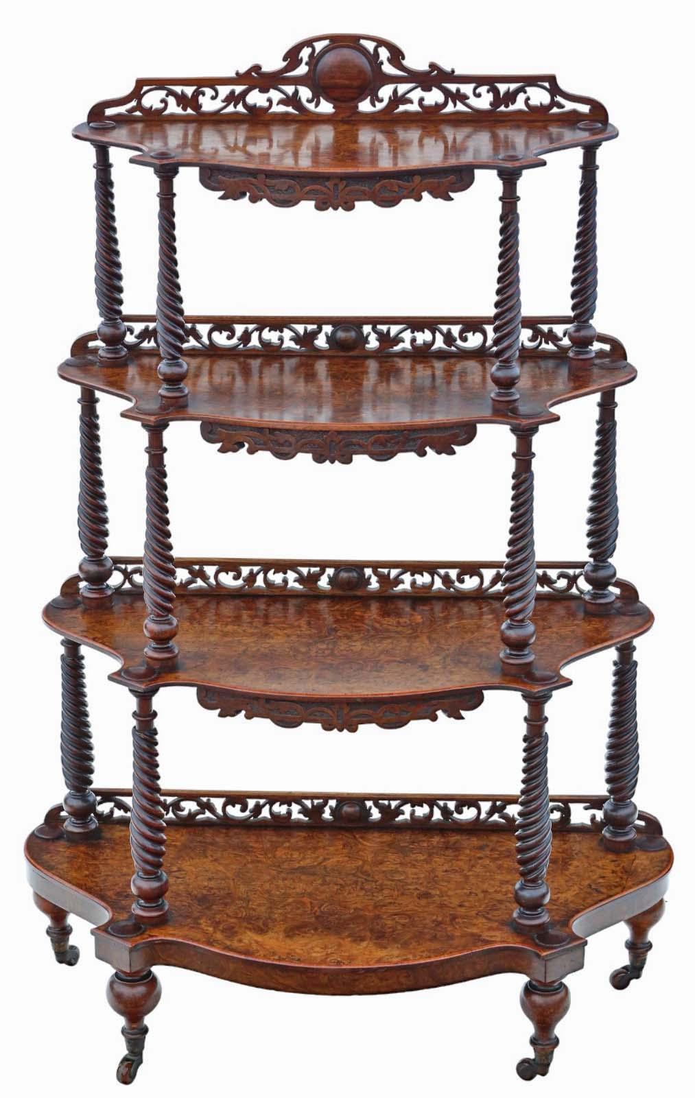 19th Century Burr Walnut Demi-lune Console Table Fine Quality Antique Display Serving Whatnot (1 of 9)