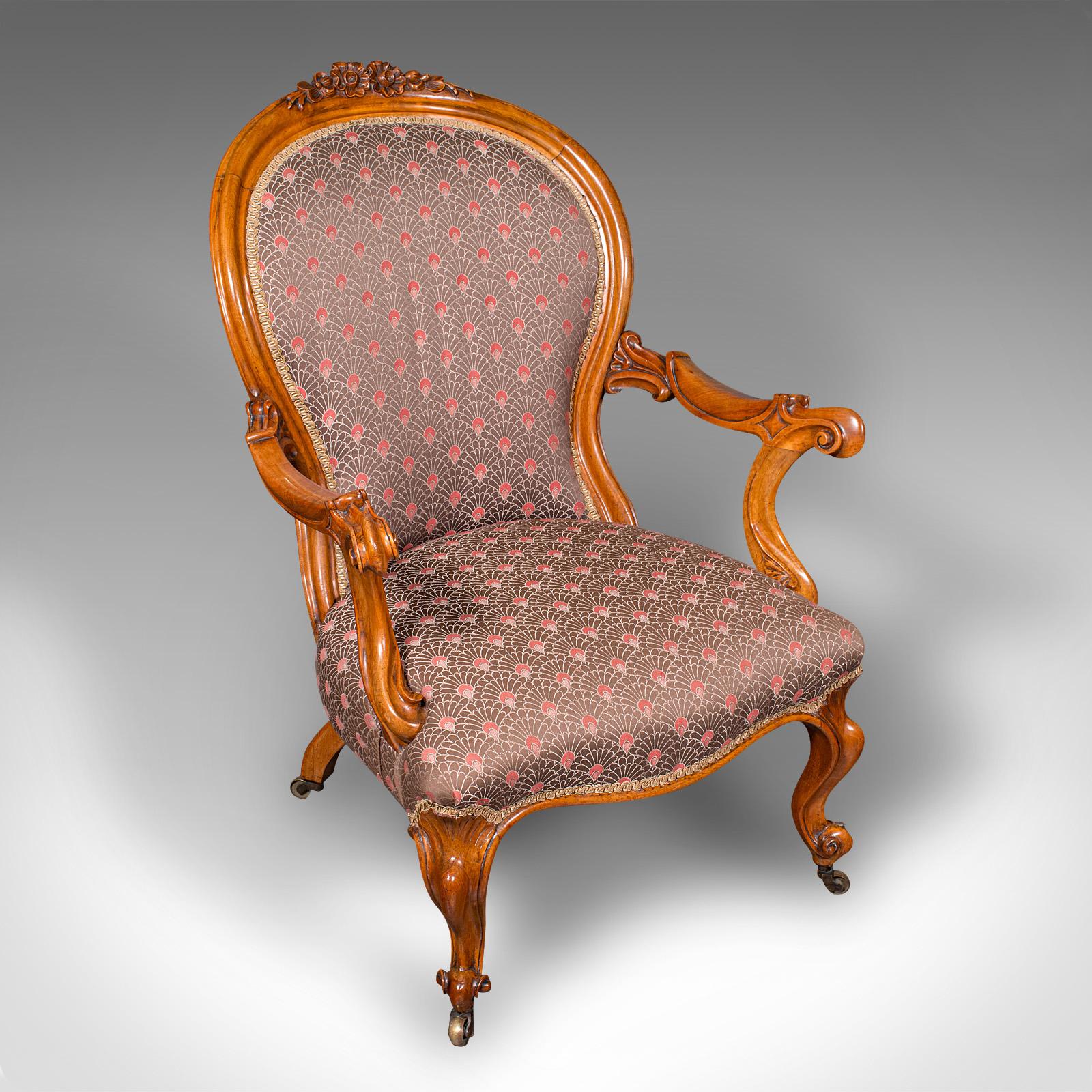 Antique Spoon Back Elbow Chair, English, Walnut, Armchair c.1840 (1 of 12)