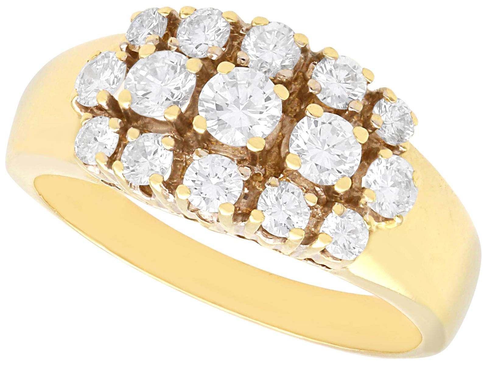 Vintage 1.56ct Diamond & 14ct Yellow Gold Dress Ring c.1960 (1 of 12)