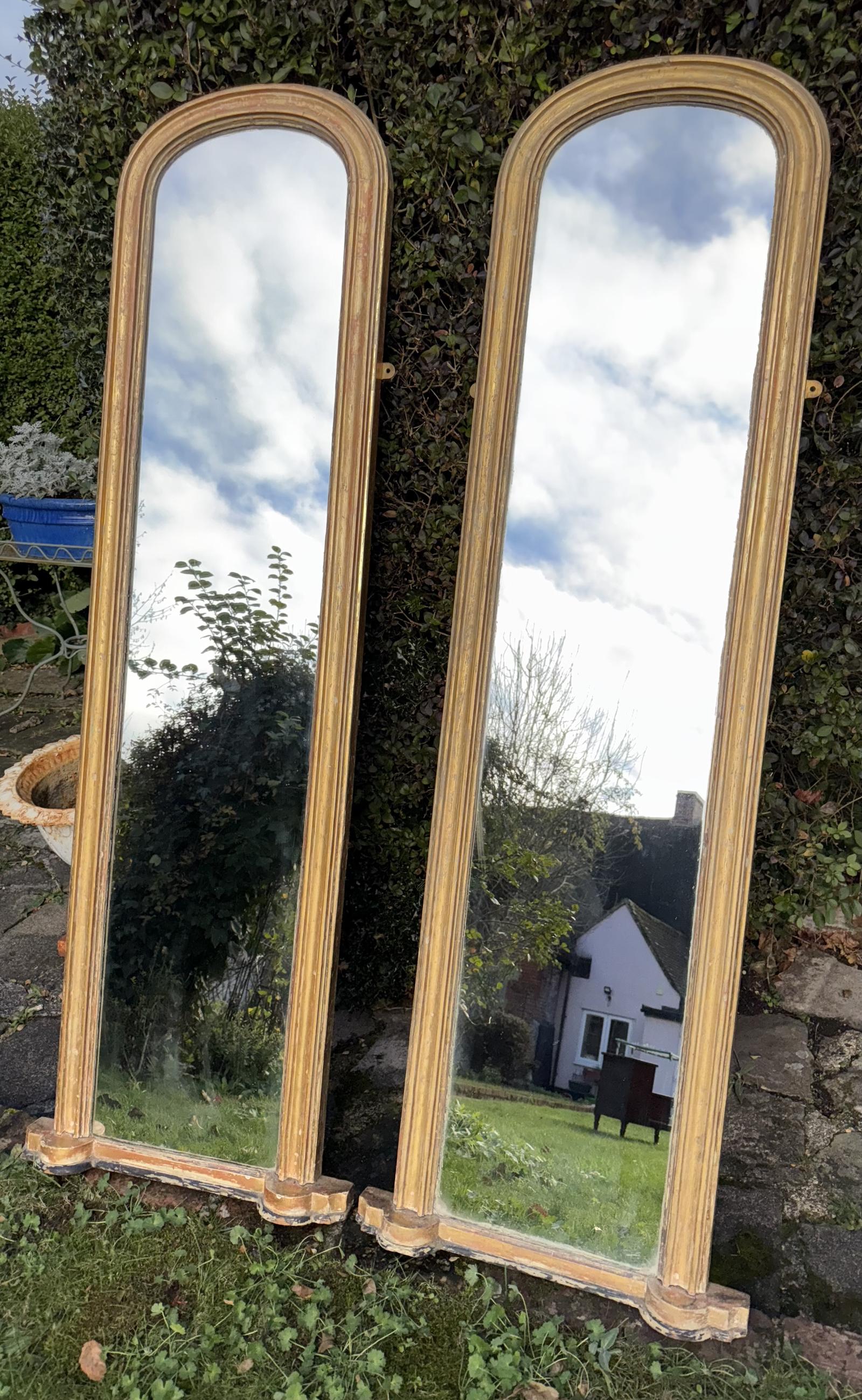 Pair of Rubbed Gilt Tall Mirrors (1 of 6)