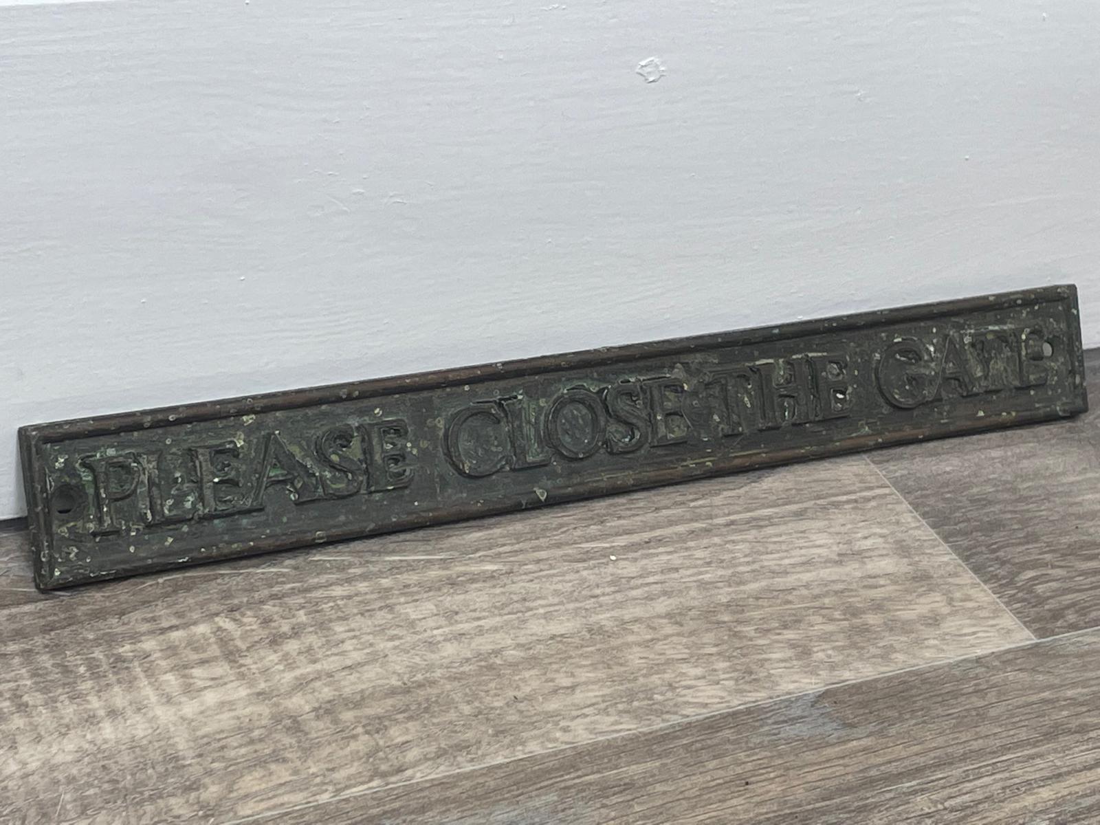 Interesting Old Bronze Garden Plaque Sign "Please Close The Gate" (1 of 21) Interesting Old Bronze Garden Plaque Sign "Please Close The Gate" (1 of 21)
