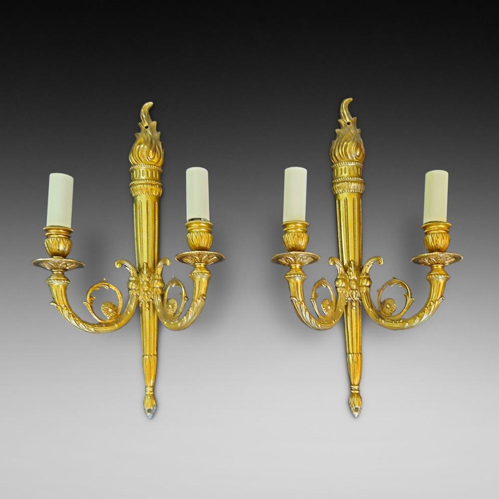 Pair of Early 20th Century Two Branch Wall Lights (1 of 6)