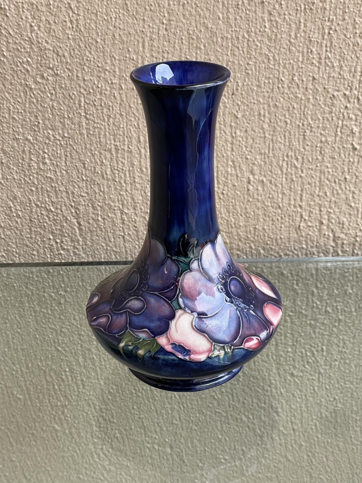 Posy Vase by Walter Moorcroft Anemone Pattern Signed Initialled Paper Label (1 of 6) Posy Vase by Walter Moorcroft Anemone Pattern Signed Initialled Paper Label (1 of 6)