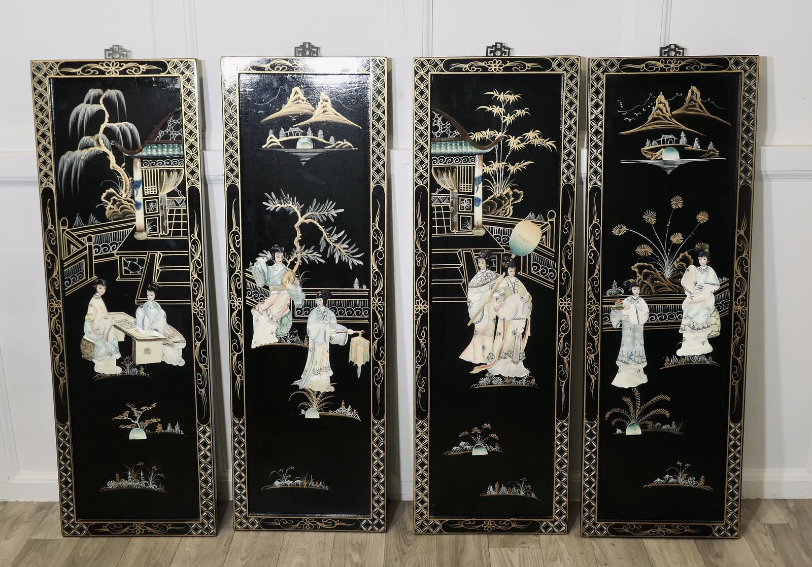 Japanese Lacquered Decorated Wall Panels, Screens (1 of 9)