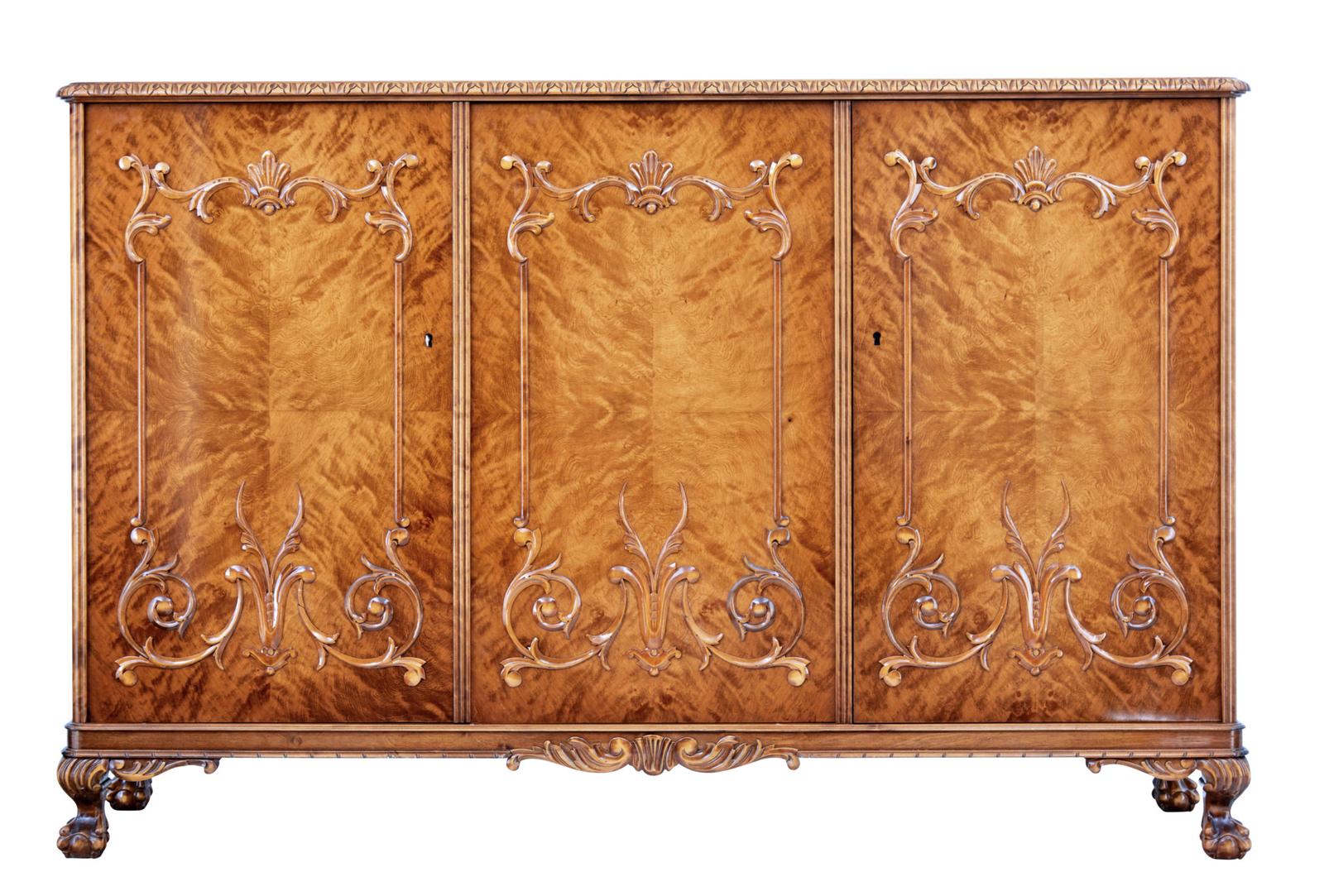 Swedish Mid 20th Century Rococo Inspired Birch Sideboard (1 of 9)