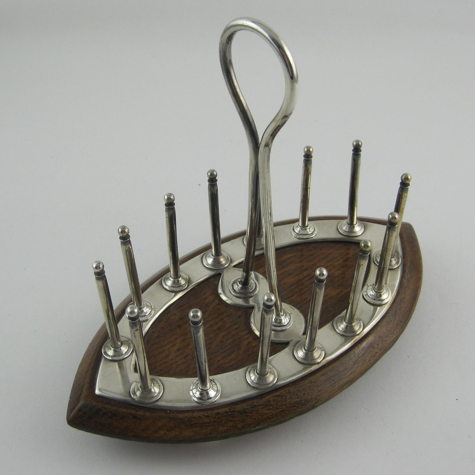 Unusual Victorian Oak & Silver Plated Toast Rack (1 of 5)
