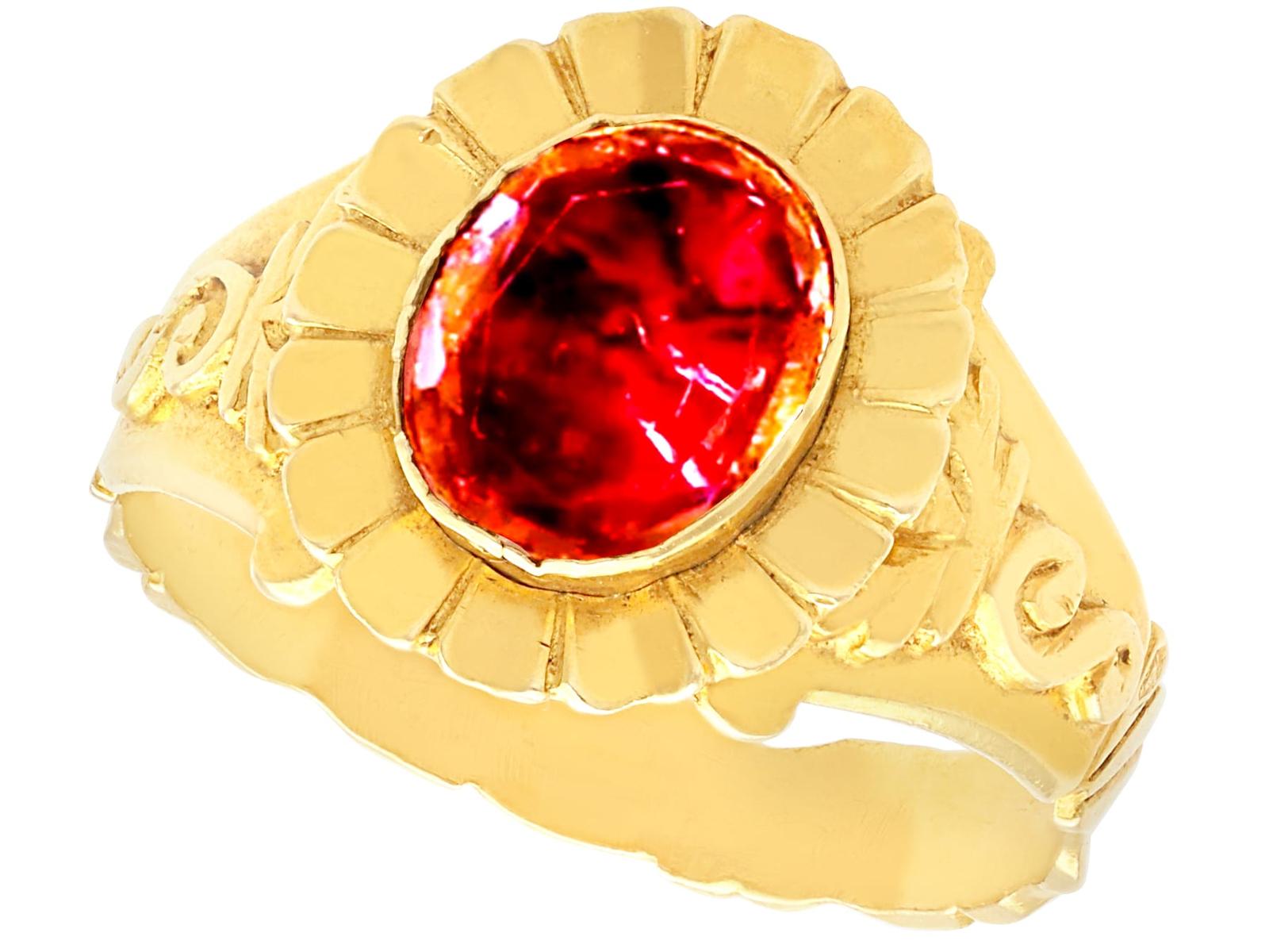 Antique 3.71ct Garnet & 18ct Yellow Gold Dress Ring c.1890 (1 of 9)