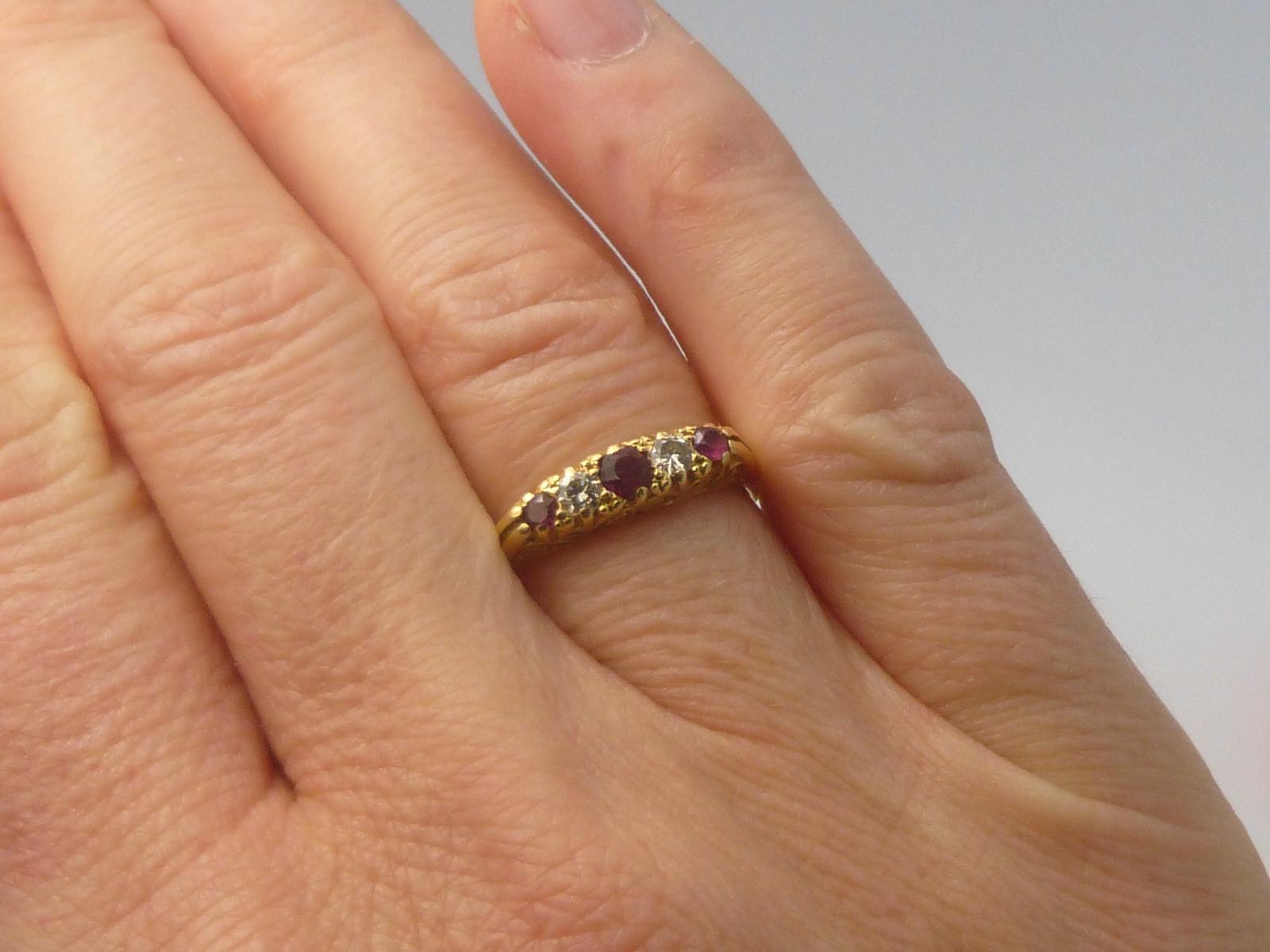 Ruby And Diamond 5 Stone Ring (1 of 7)