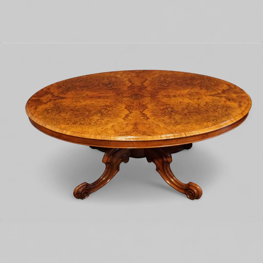 Victorian Burr Walnut Oval Coffee Table (1 of 8)