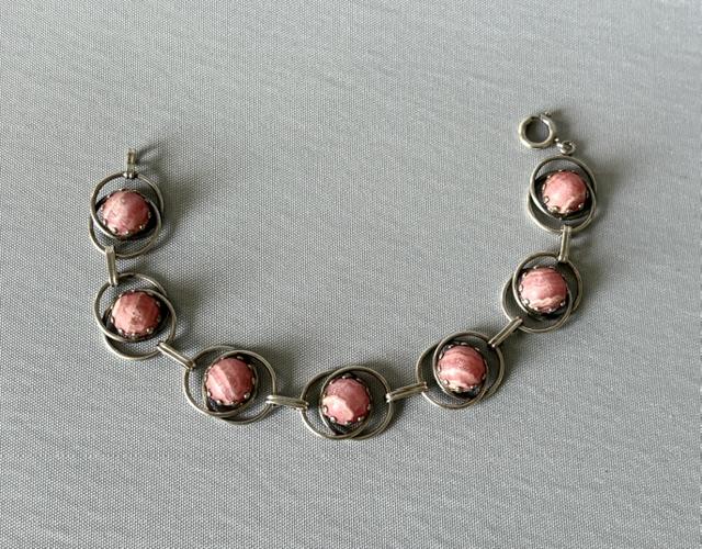 Modernist Silver & Rhodochrosite Scandinavian Bracelet (1 of 6) Modernist Silver & Rhodochrosite Scandinavian Bracelet (1 of 6)