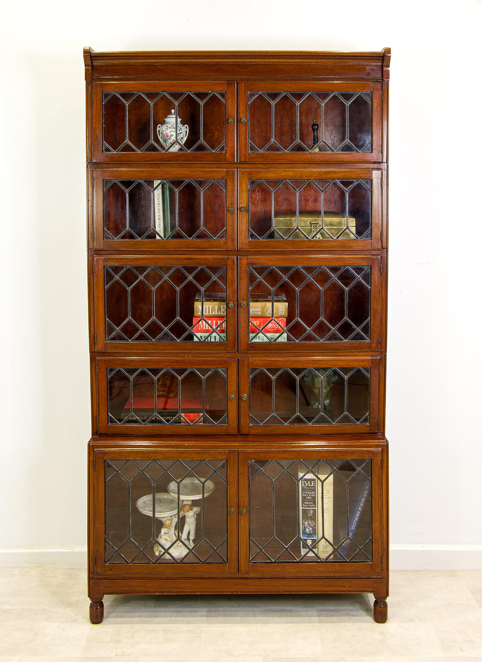 Antique Minty Mahogany Barrister Bookcase with Leaded Glass - Early 20th Century (1 of 6)