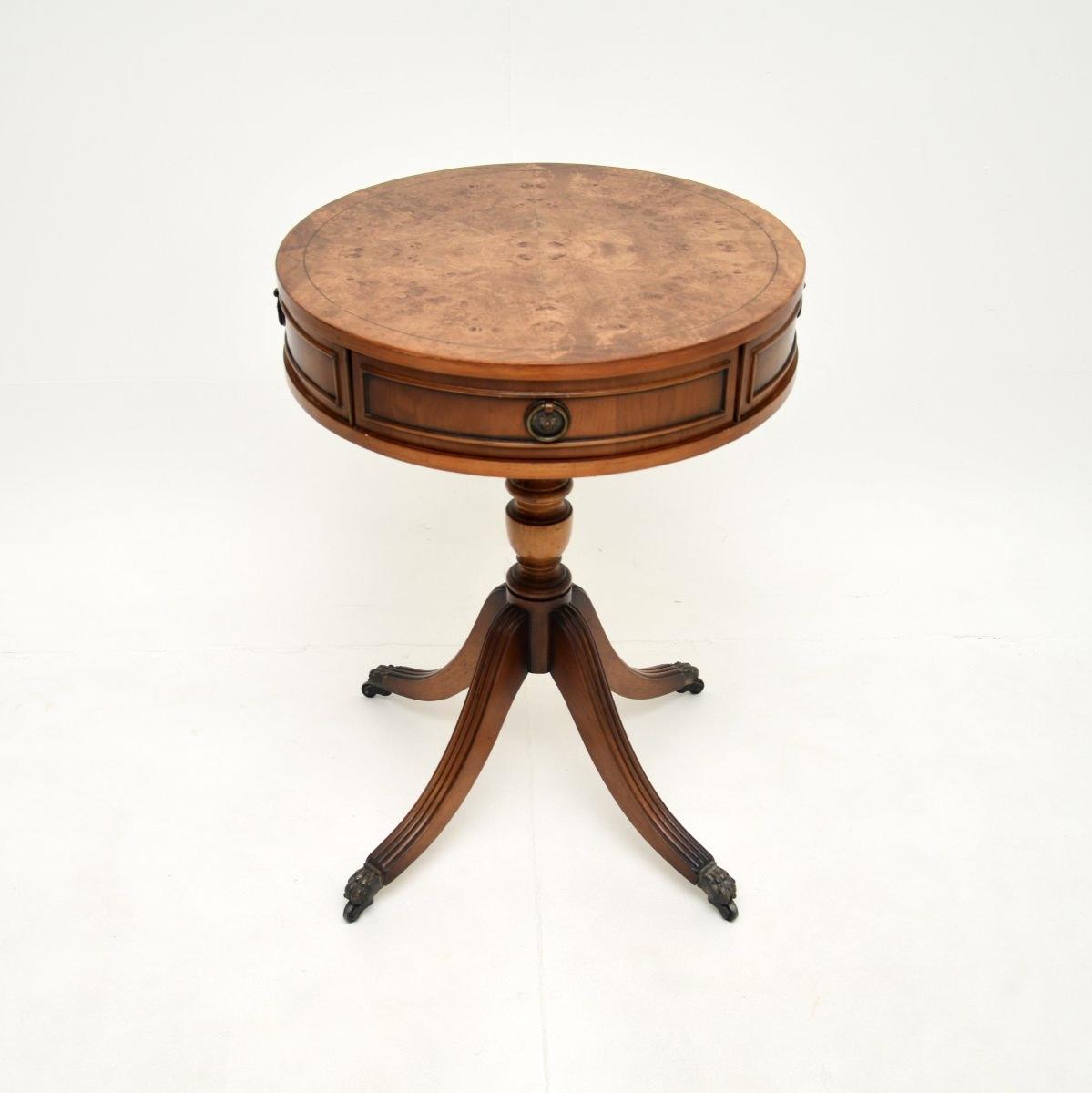 Regency Style Burr Walnut Drum Table (1 of 8)