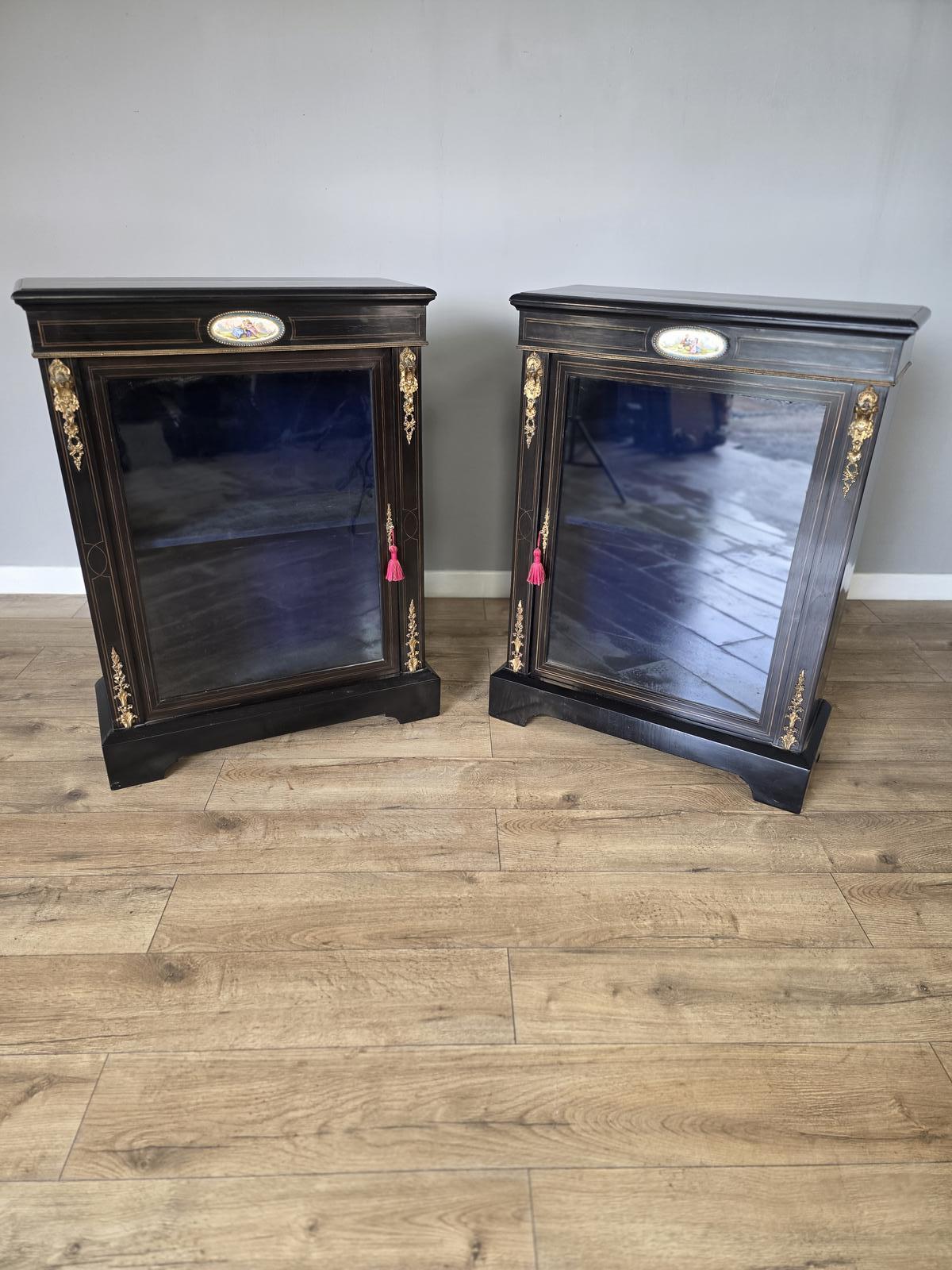 Matching True Pair of Victorian Ebonised Pier Cabinets (1 of 19)
