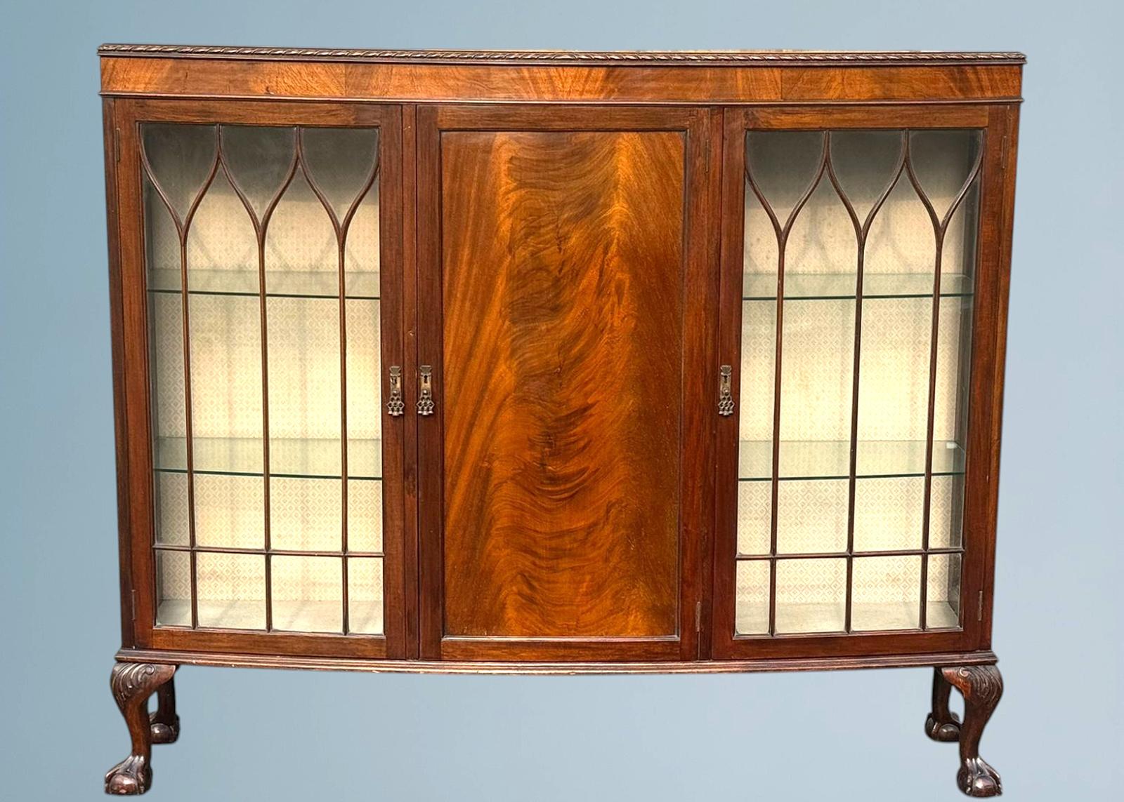 Edwardian Mahogany Three Door Display Cabinet / Bookcase (1 of 10)