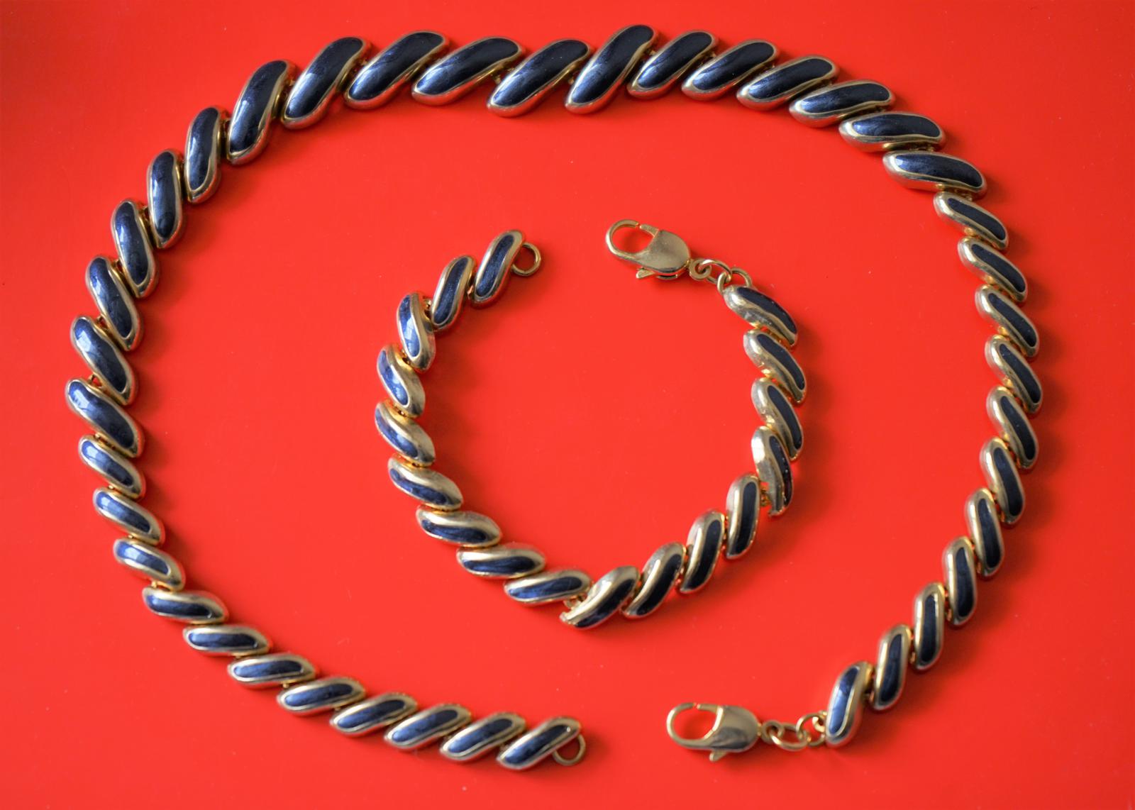 Excellent Vintage Gilt Blue Enamel Necklace & Bracelet Boxed Set - Ideal Gift / Present (1 of 7) Excellent Vintage Gilt Blue Enamel Necklace & Bracelet Boxed Set - Ideal Gift / Present (1 of 7)