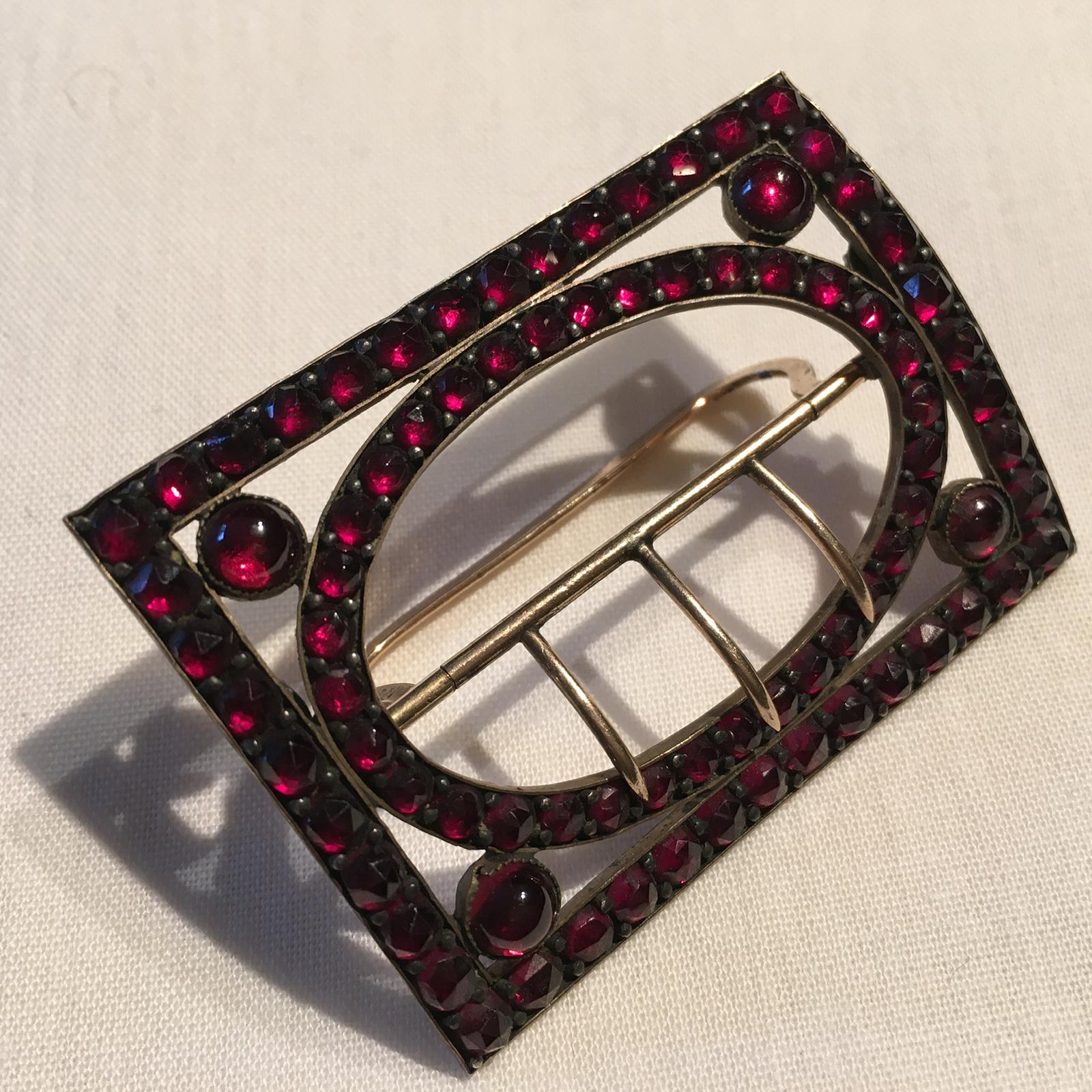 Antique Garnet Set Buckle 19th Century (1 of 4) Antique Garnet Set Buckle 19th Century (1 of 4)