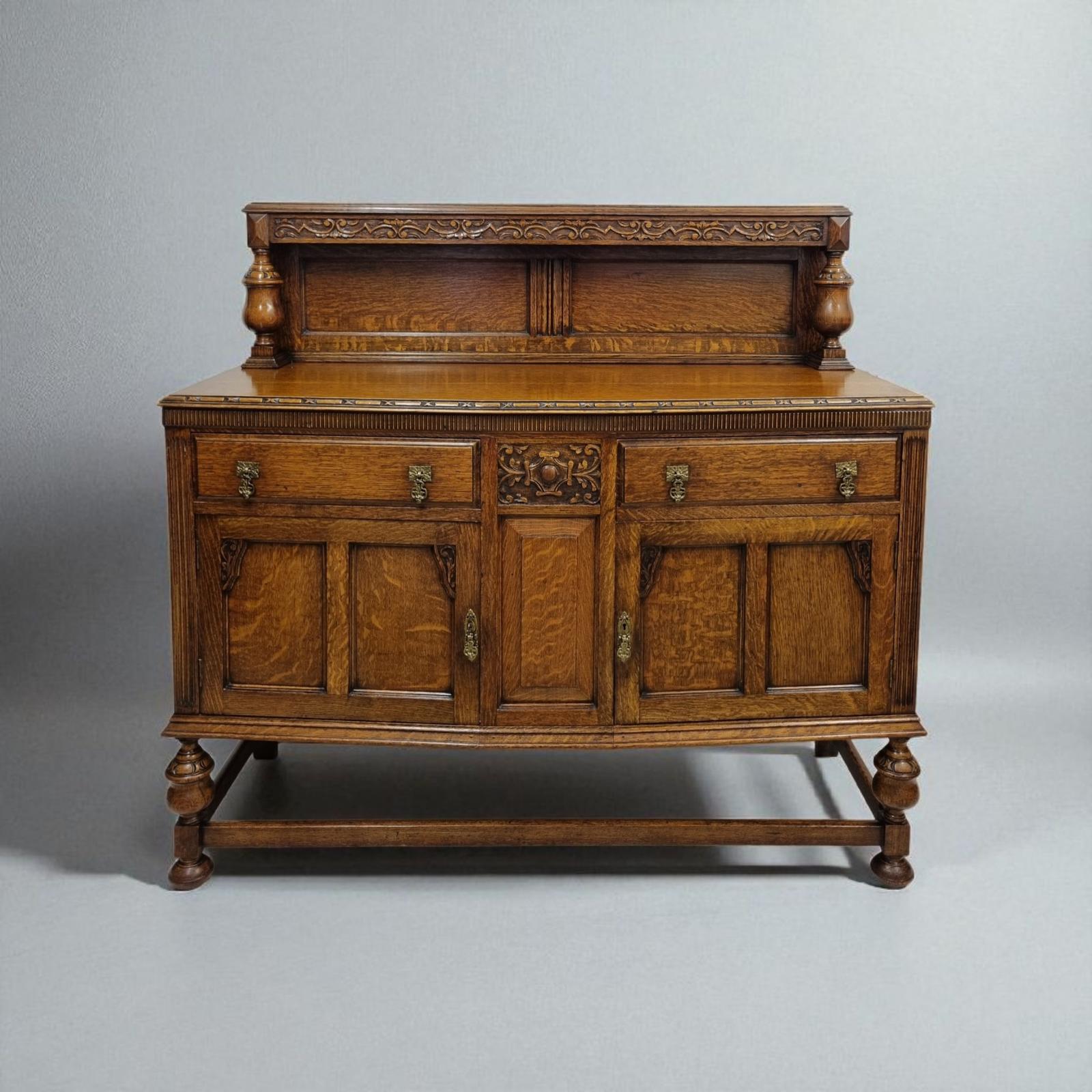 Antique Oak Carved Sideboard / C1920 (1 of 10)