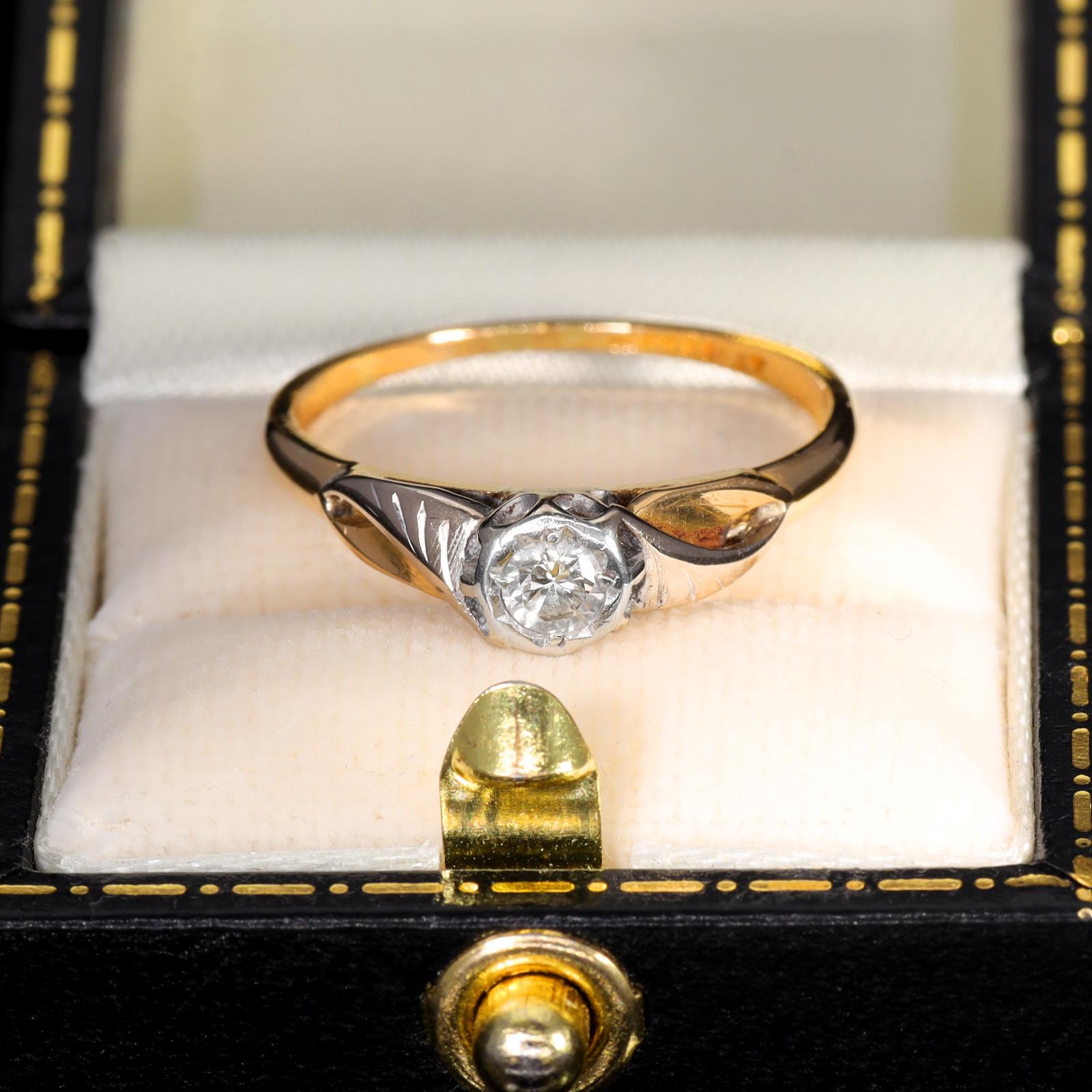 The Vintage Solitaire Brilliant Cut Diamond Twist Ring (1 of 8)