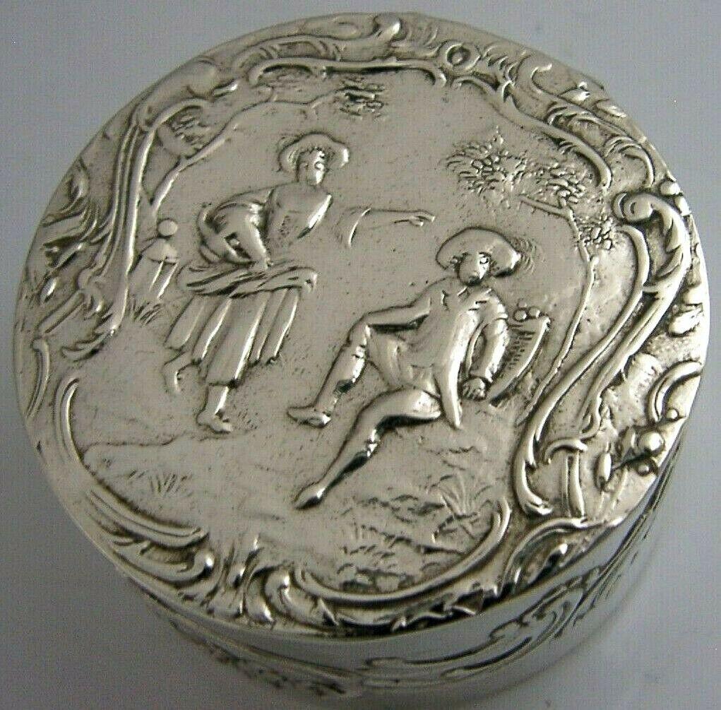 Beautiful Solid Silver Silver Snuff Trinket Pill Box Antique c.1900 (1 of 9) Beautiful Solid Silver Silver Snuff Trinket Pill Box Antique c.1900 (1 of 9)