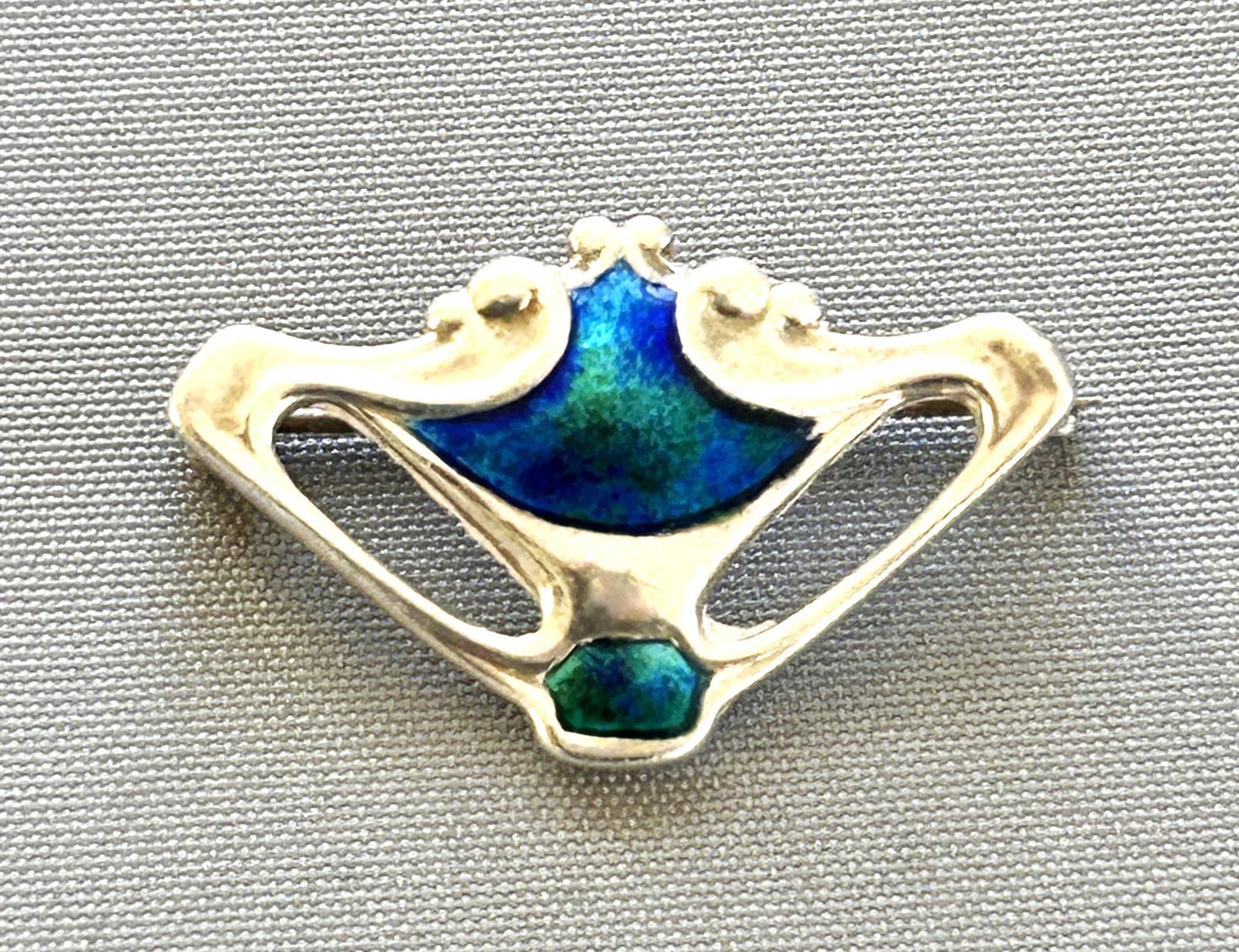 Charles Horner Edwardian Silver & Enamel Art Nouveau Brooch (1 of 6)