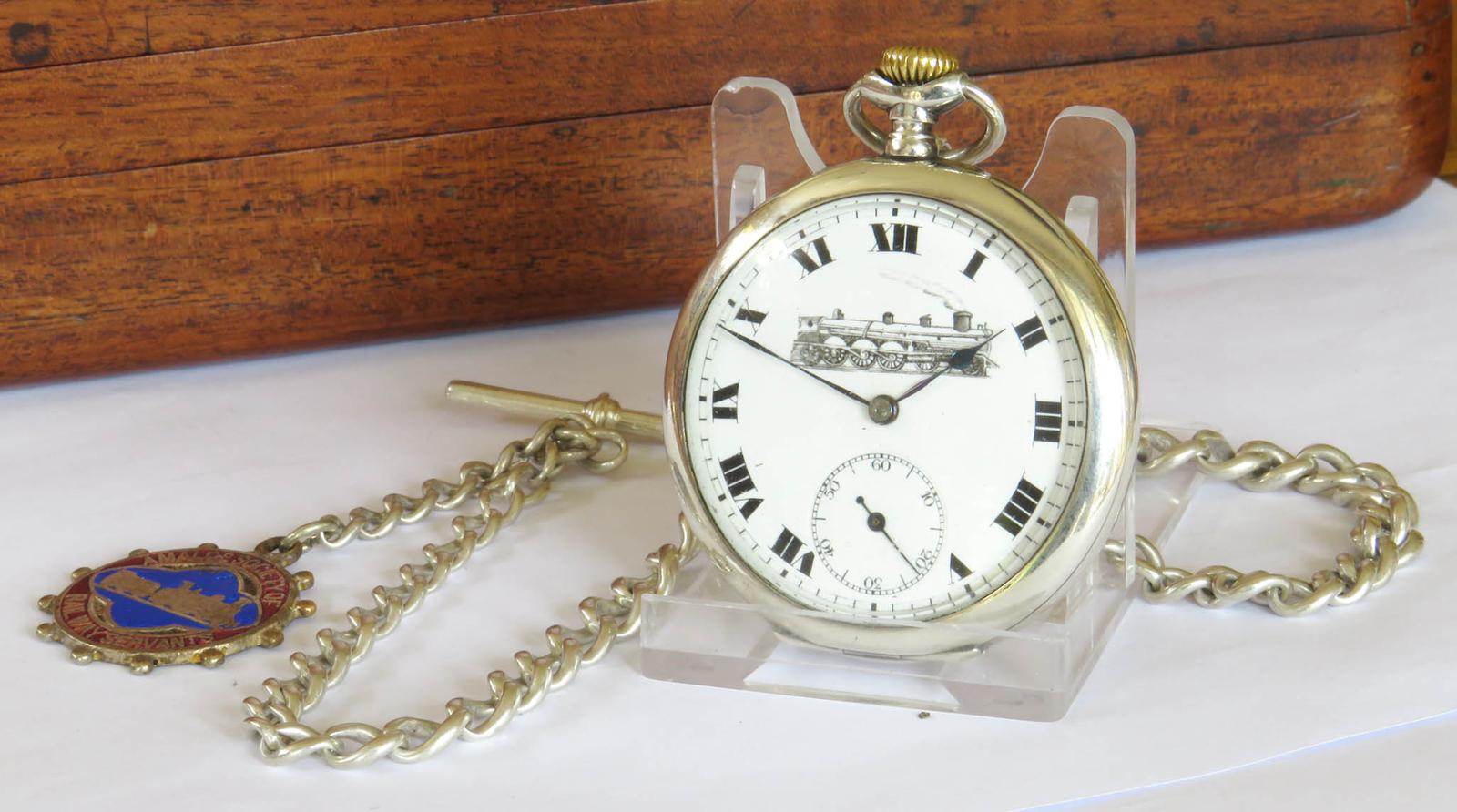 Pocket Watch : Antique Silver Cyma Pocket Watch, Locomotive Interest (1 of 5) Pocket Watch : Antique Silver Cyma Pocket Watch, Locomotive Interest (1 of 5)
