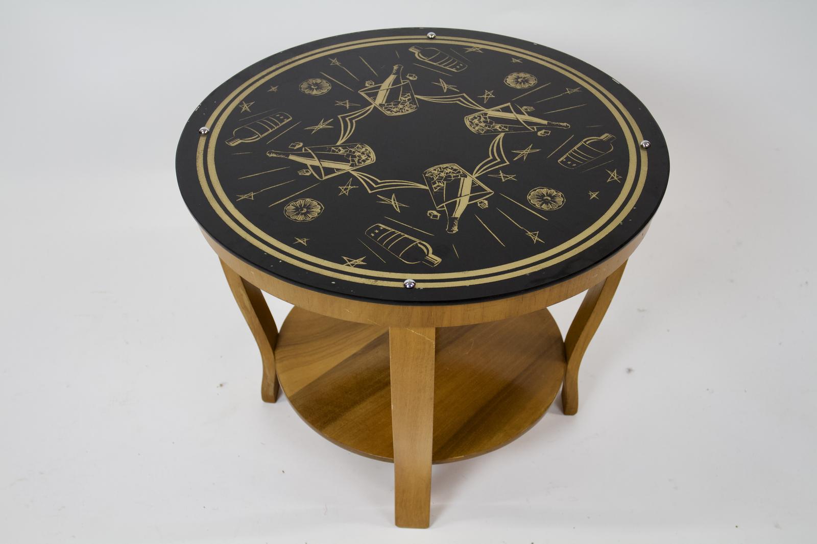 Art Deco Walnut & Glass Top Cocktail Table (1 of 6)