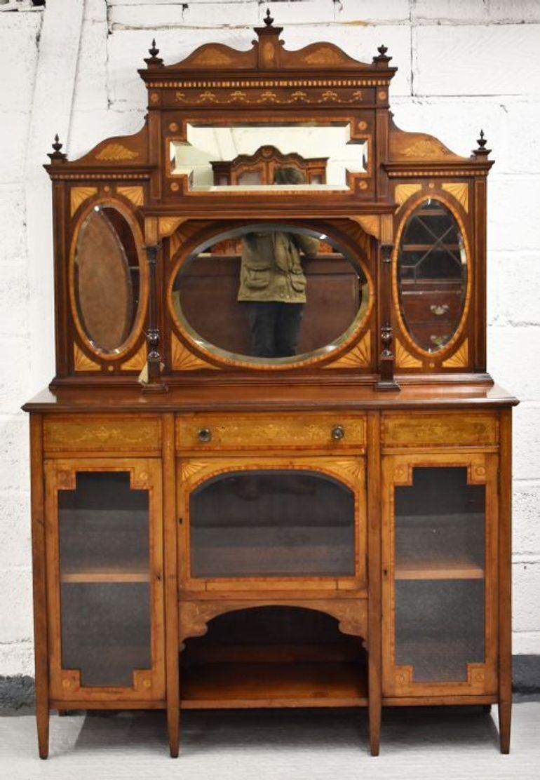 Victorian Mahogany Inlaid Mirror Back Sideboard (1 of 8)