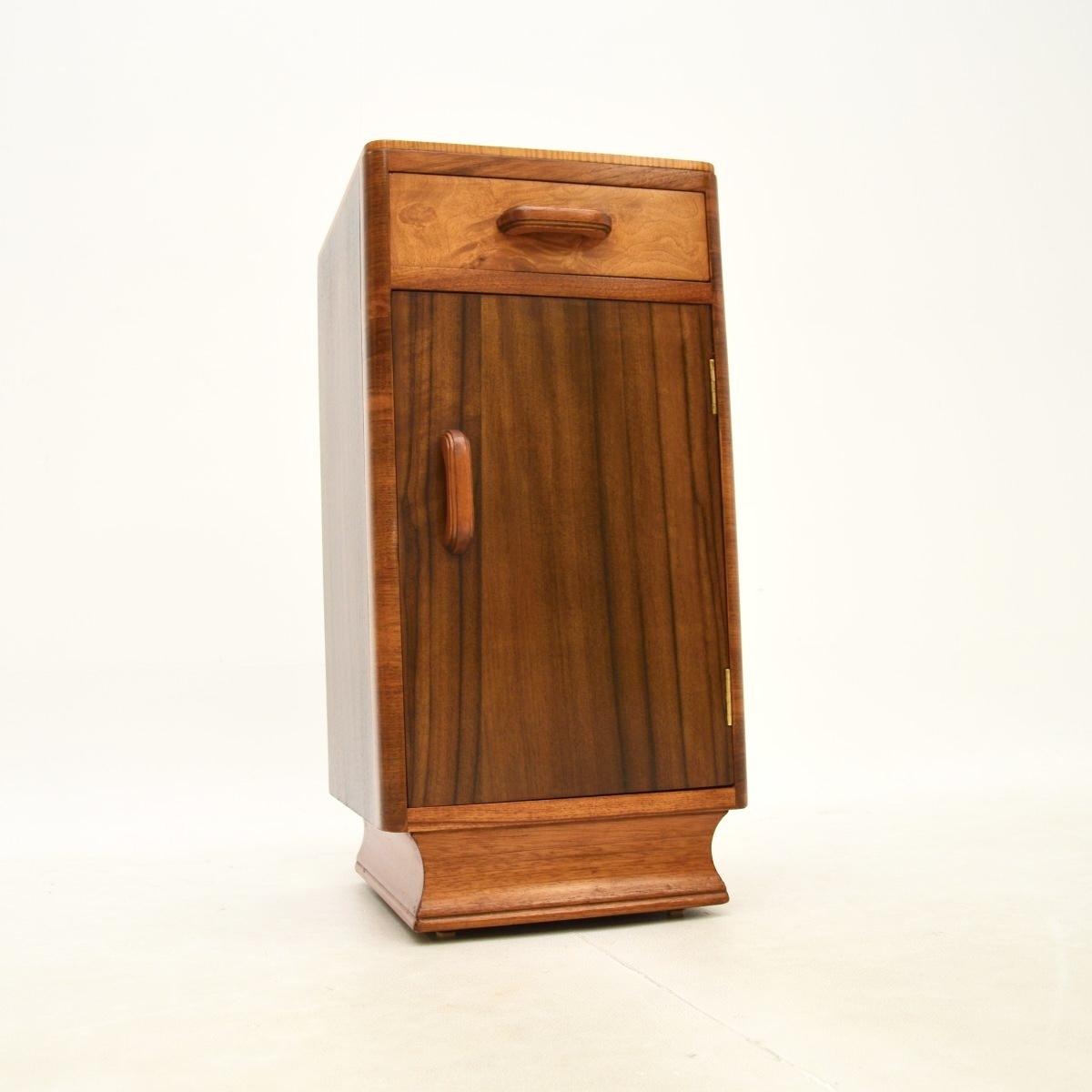 Art Deco Figured Walnut Bedside Cabinet (1 of 9)