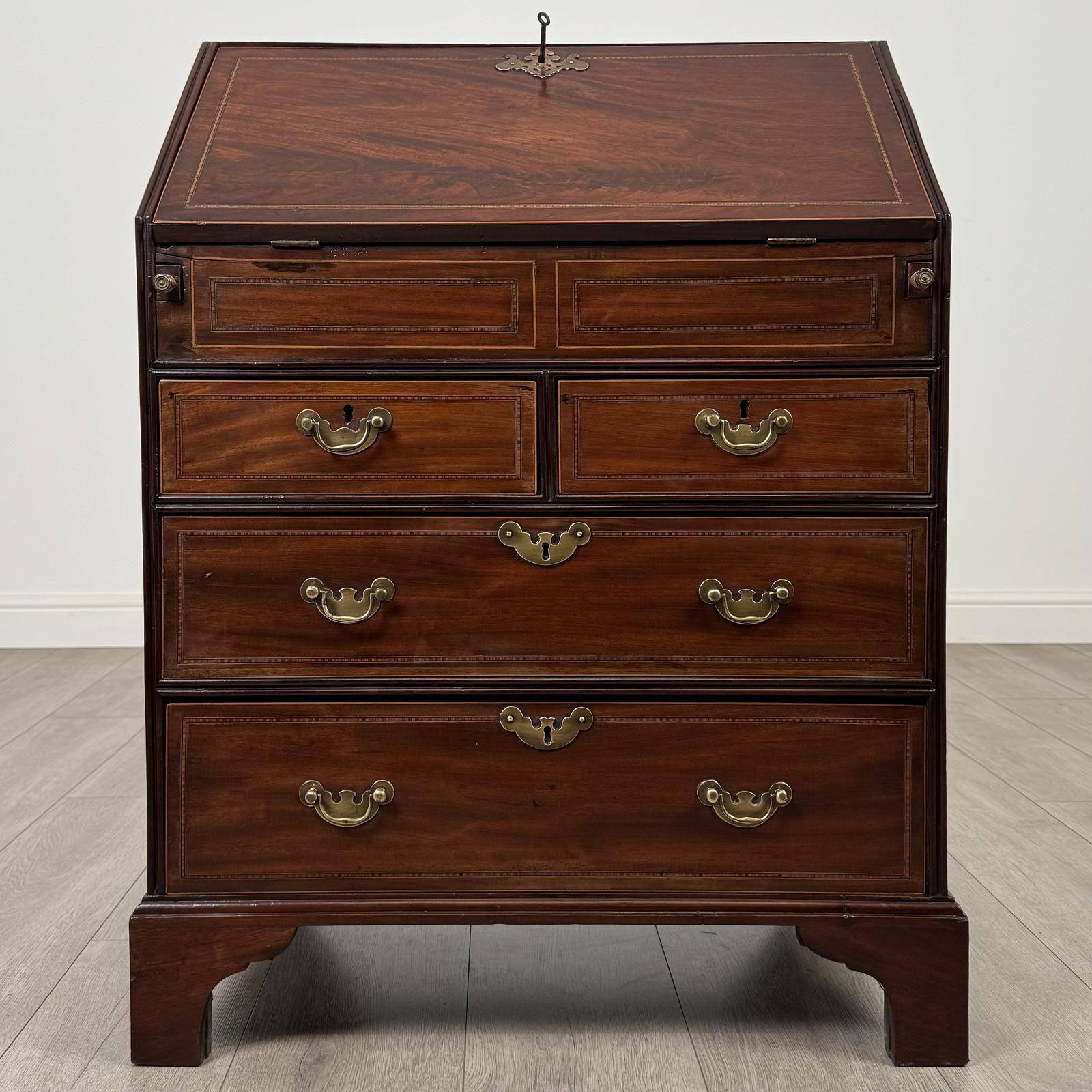 Antique 18th Century Mahogany Bureau Of Small Proportions (1 of 13)