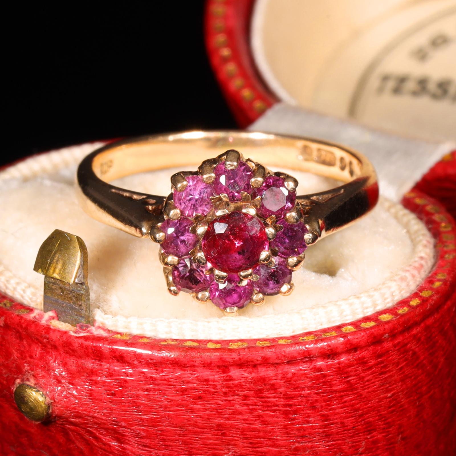 The Vintage 1970 Ruby Cluster Rose Ring (1 of 10)