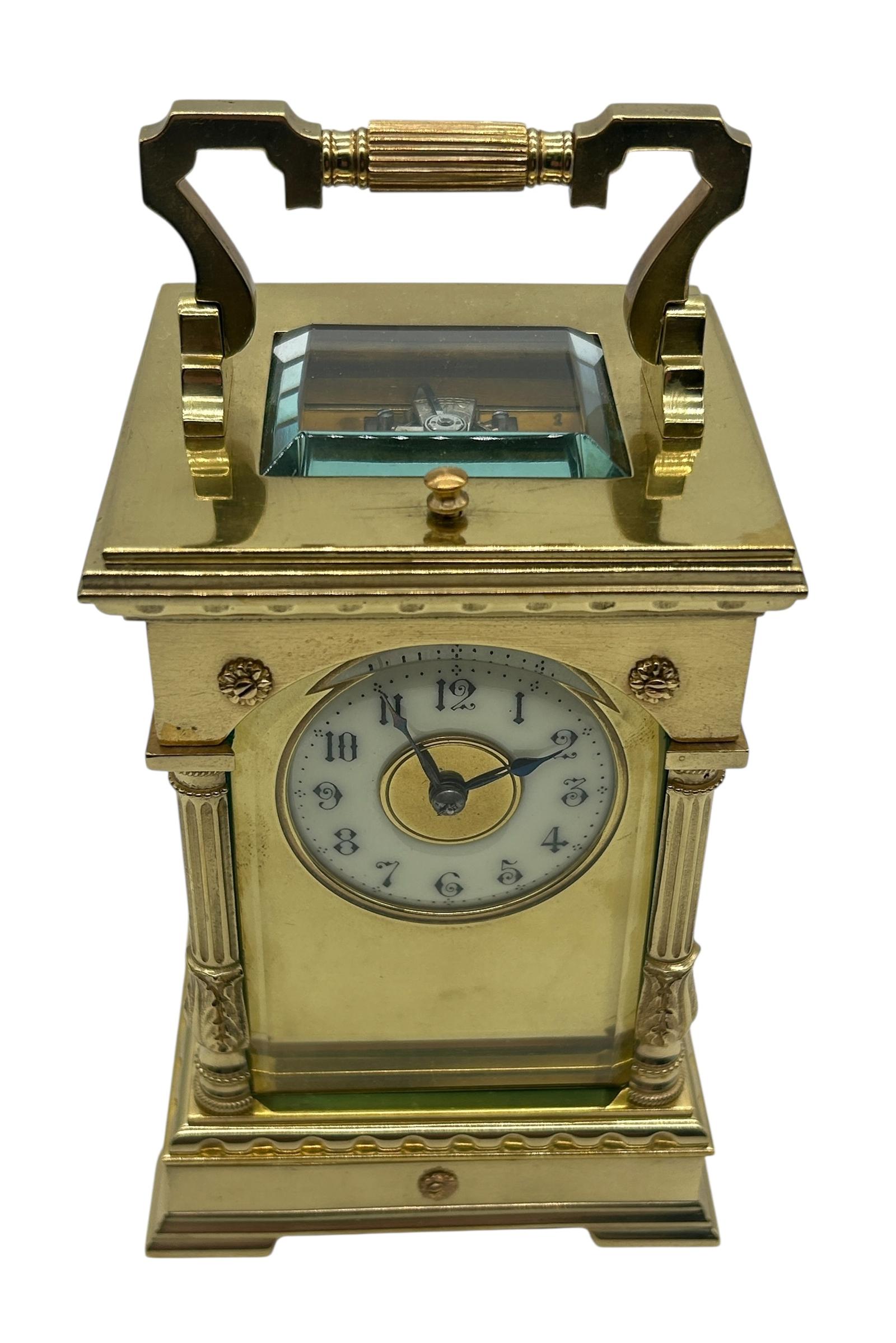 Incredible Architectural Carriage Clock with Brass and Enamel Masked Dial – French 8-Day Gong Striking Carriage Clock with Repeat Feature. (1 of 11) Incredible Architectural Carriage Clock with Brass and Enamel Masked Dial – French 8-Day Gong Striking Carriage Clock with Repeat Feature. (1 of 11)