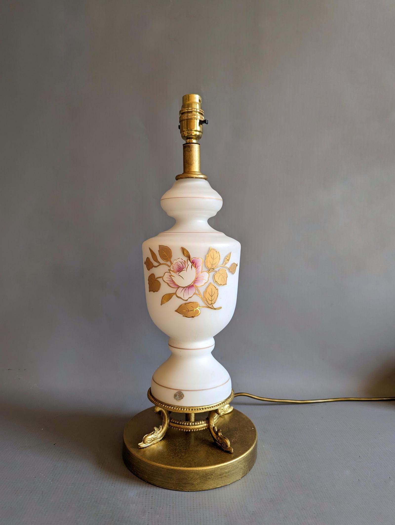 1920s Single Ceramic & Gilded Base Table Lamp (1 of 5)