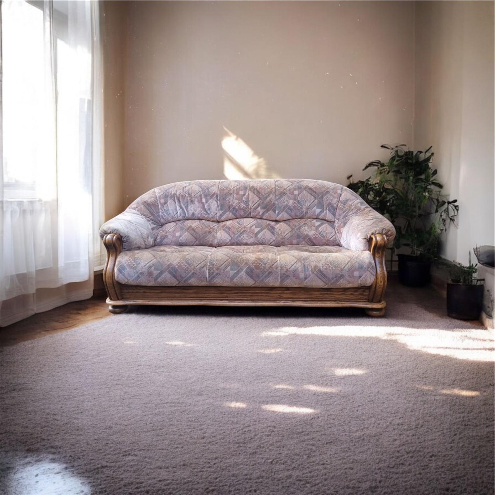 Vintage Belgian Oak Framed Sofa / 1970s (1 of 9)