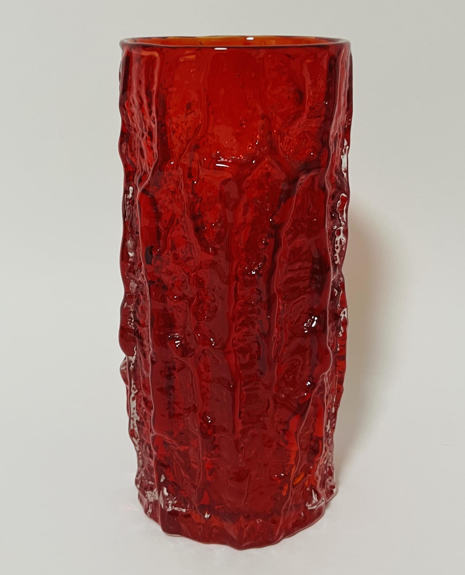 Large Whitefriars Ruby Red Bark Vase (1 of 8) Large Whitefriars Ruby Red Bark Vase (1 of 8)